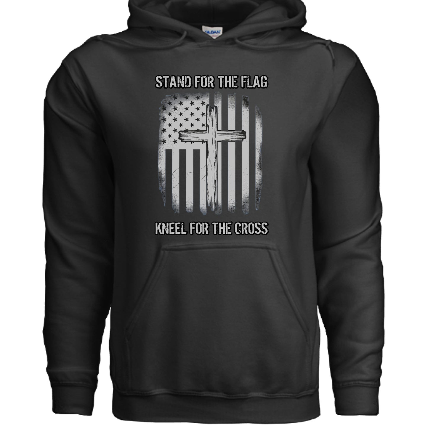 Stand for the Flag Kneel for the Cross Faith Hoodie BLACK Salvation Clothing and Accessories Apparel
