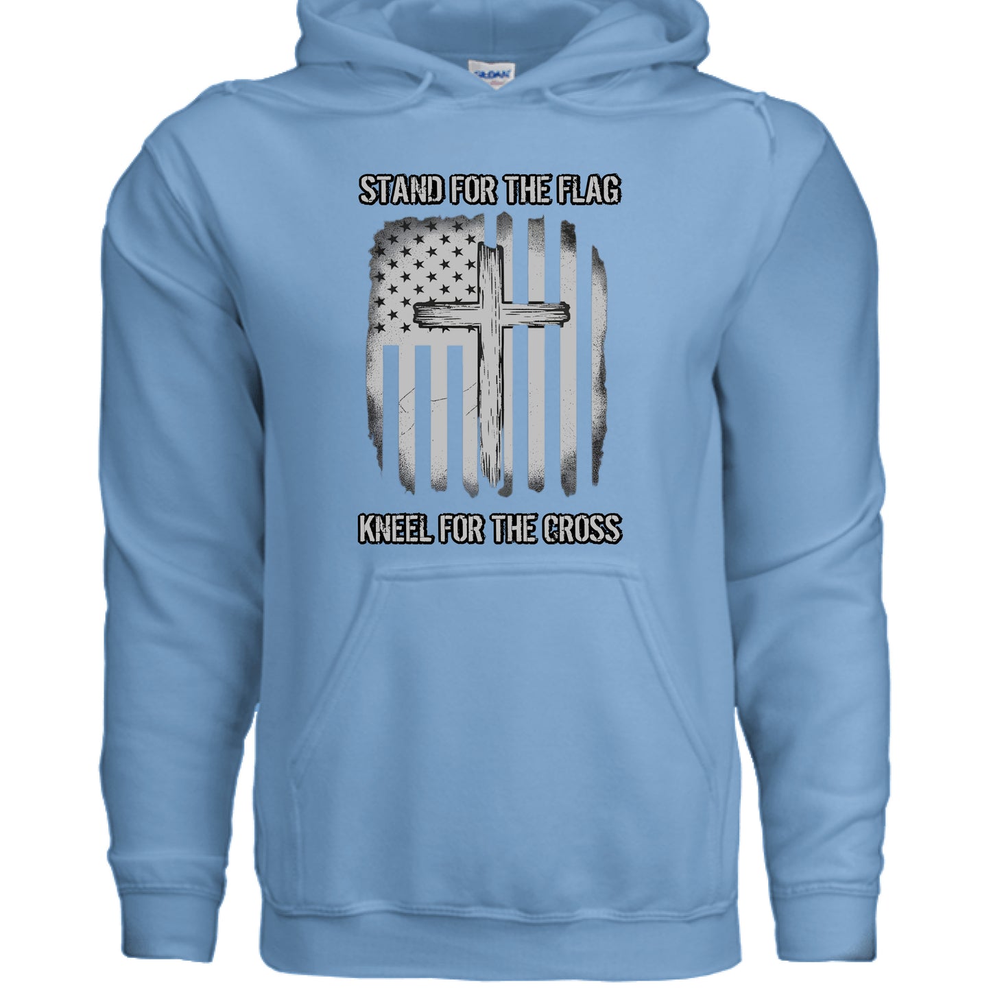 Stand for the Flag Kneel for the Cross Faith Hoodie CAROLINA BLUE Salvation Clothing and Accessories Apparel