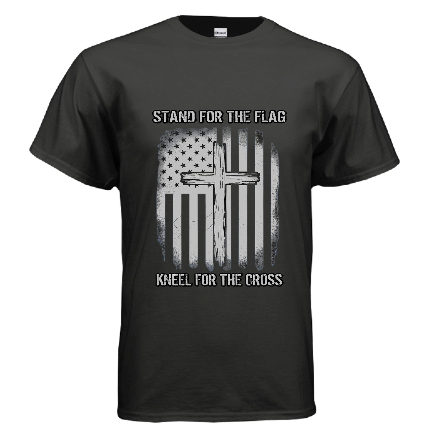 Stand for the Flag Kneel for the Cross Faith T-Shirt BLACK Salvation Clothing and Accessories Apparel