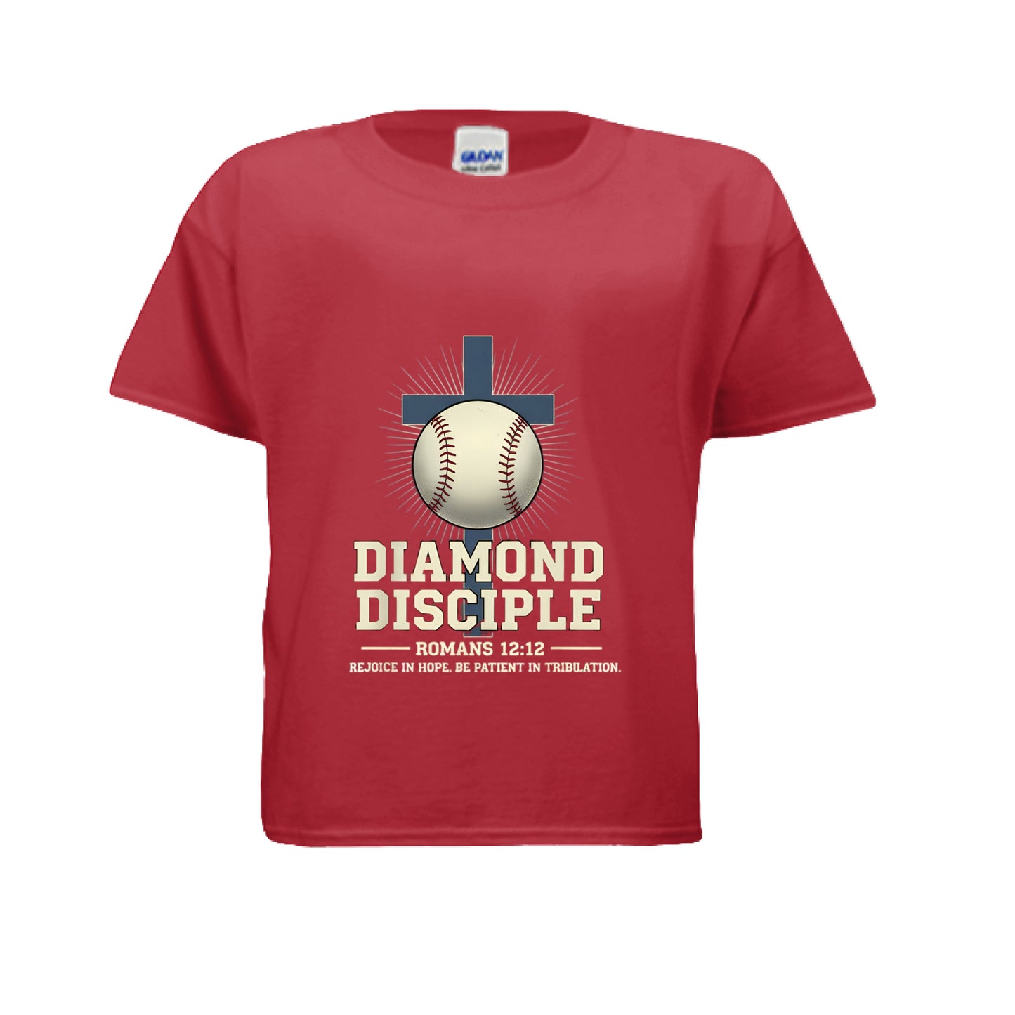 Diamond Disciple Romans 12:12 Kids Faith T-Shirt RED Salvation Clothing and Accessories Apparel
