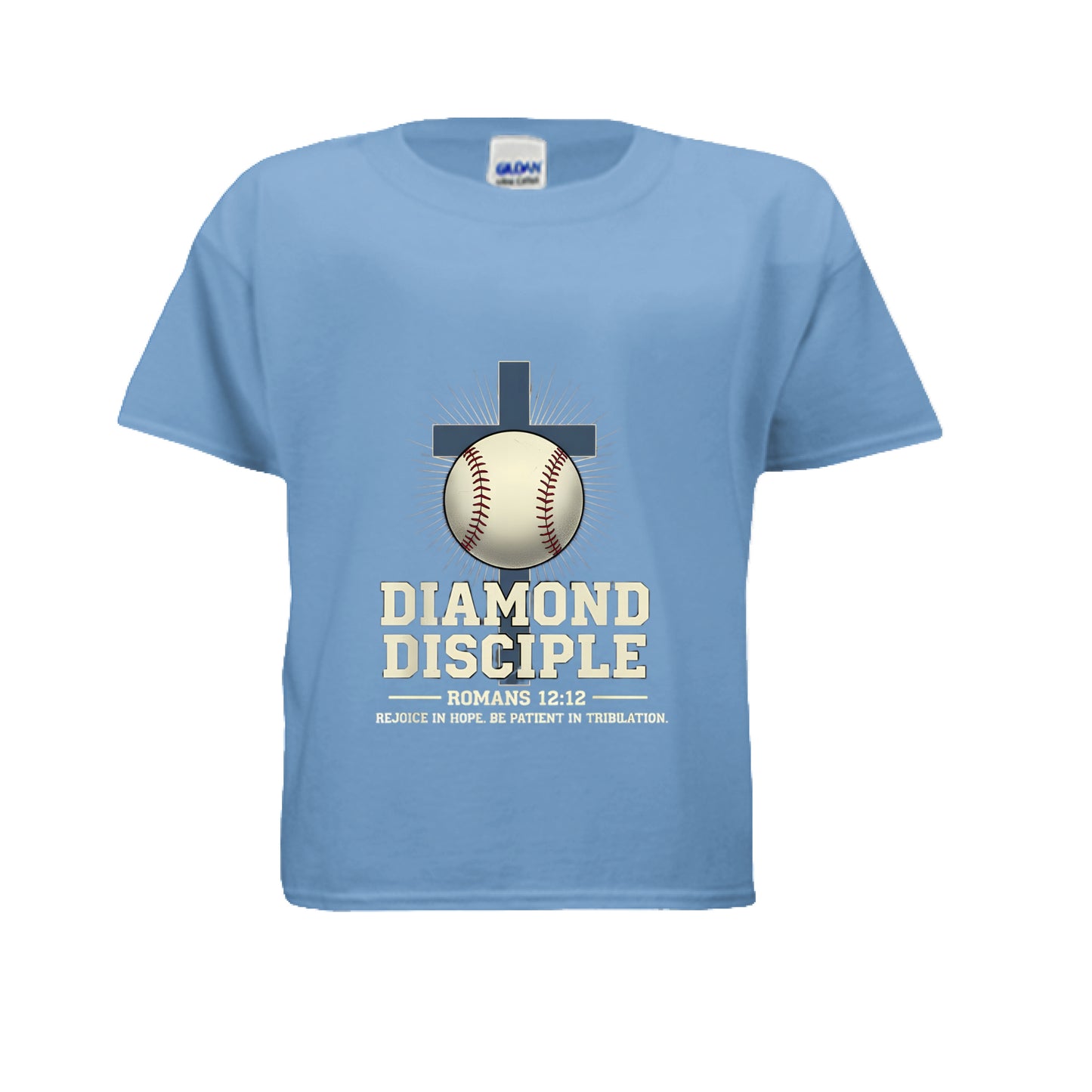Diamond Disciple Romans 12:12 Kids Faith T-Shirt CAROLINA BLUE Salvation Clothing and Accessories Apparel