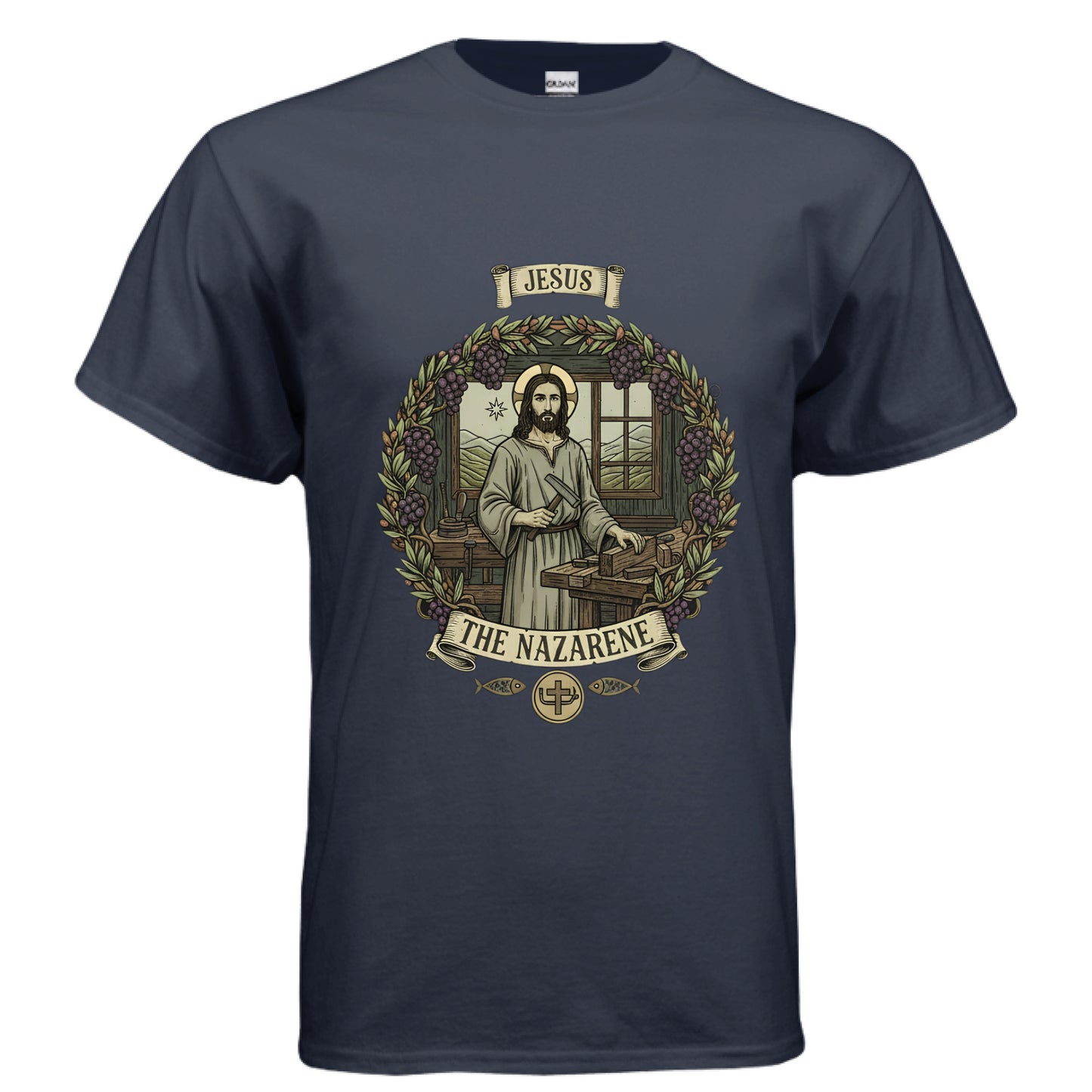 Jesus the Nazarene Faith T-Shirt NAVY Salvation Clothing and Accessories Apparel
