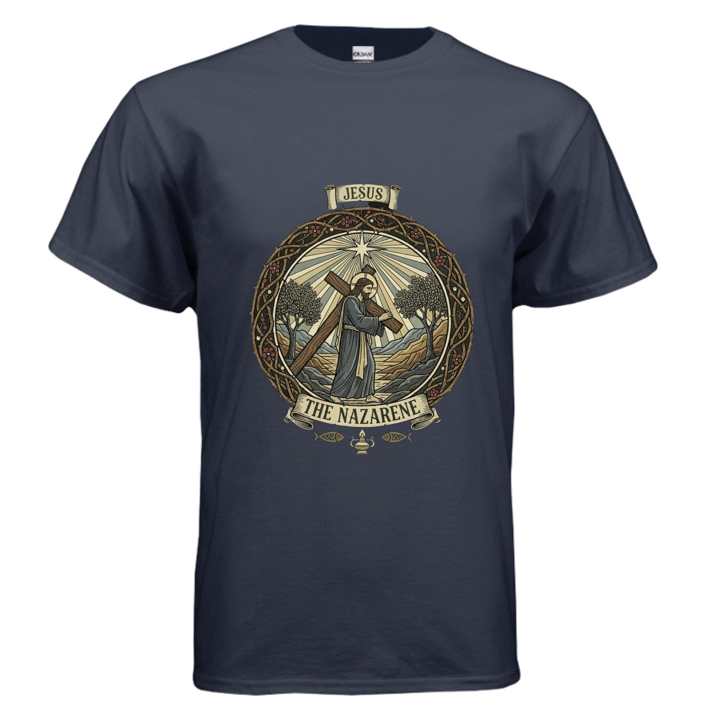 Jesus the Nazarene Faith T-Shirt NAVY Salvation Clothing and Accessories Apparel
