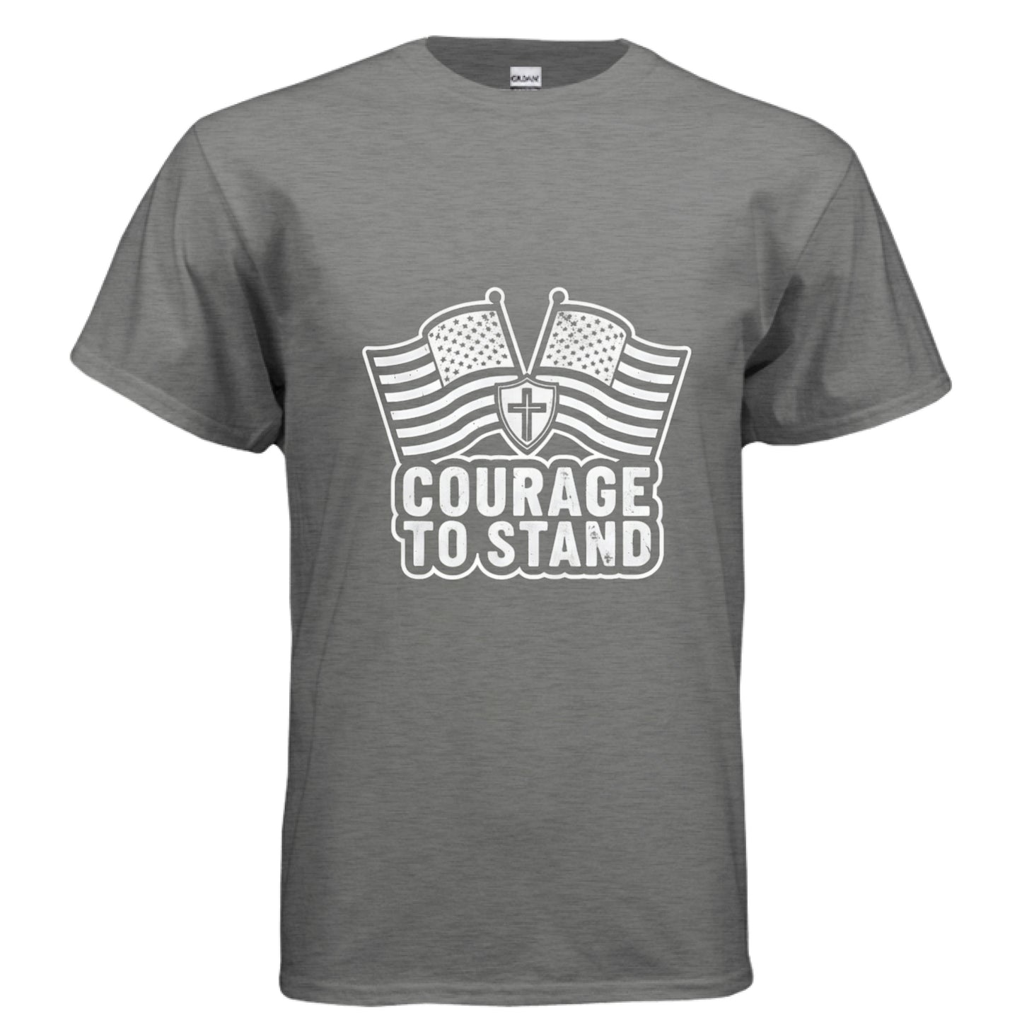 Courage to Stand Patriot T-Shirt (Charlie Kirk inspired) GRAPHITE HEATHER Salvation Clothing and Accessories Apparel