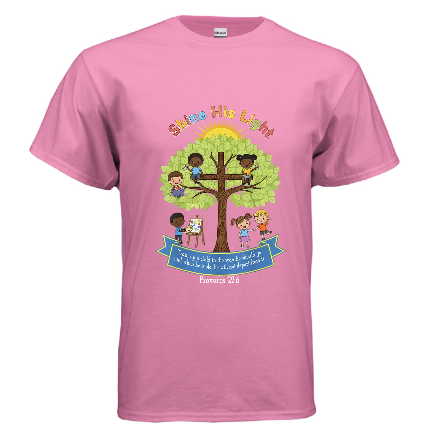 Shine His Light Proverbs 22:6 Faith Teacher T-Shirt AZALEA Salvation Clothing and Accessories Apparel