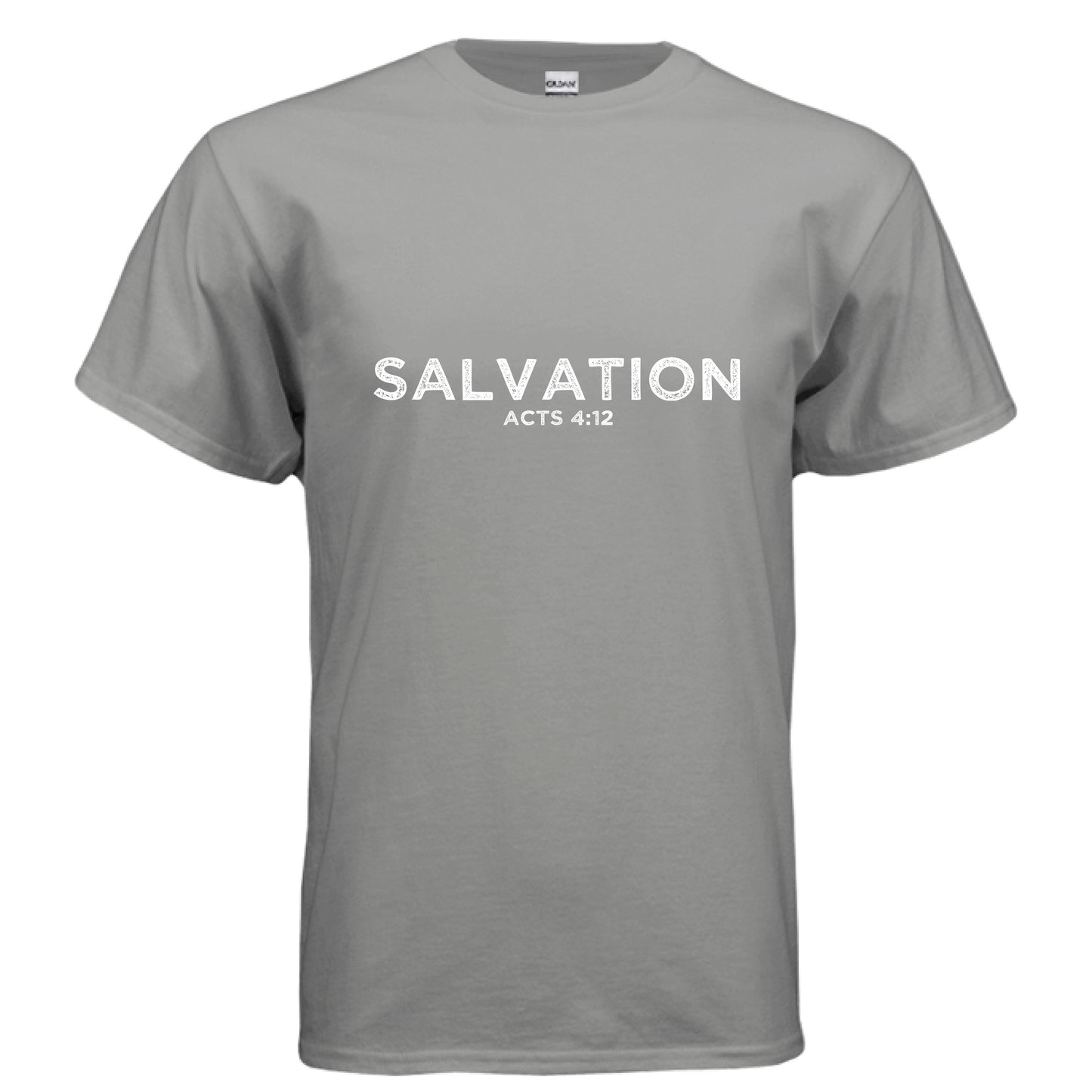 SALVATION Acts 4:12 Faith T-Shirt GRAVEL Salvation Clothing and Accessories Apparel