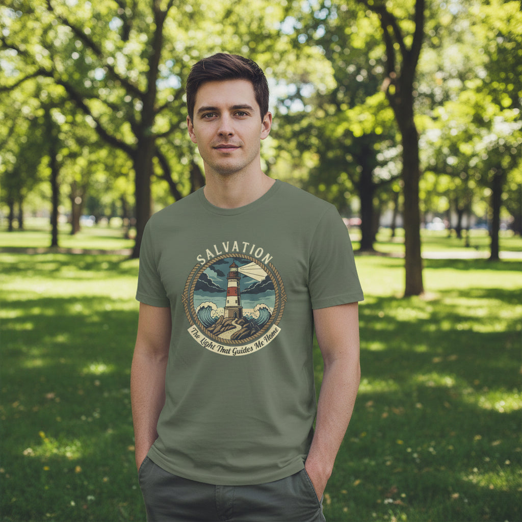 Salvation-The Light That Guides Me Home Faith T-Shirt MILITARY GREEN Salvation Clothing and Accessories Apparel