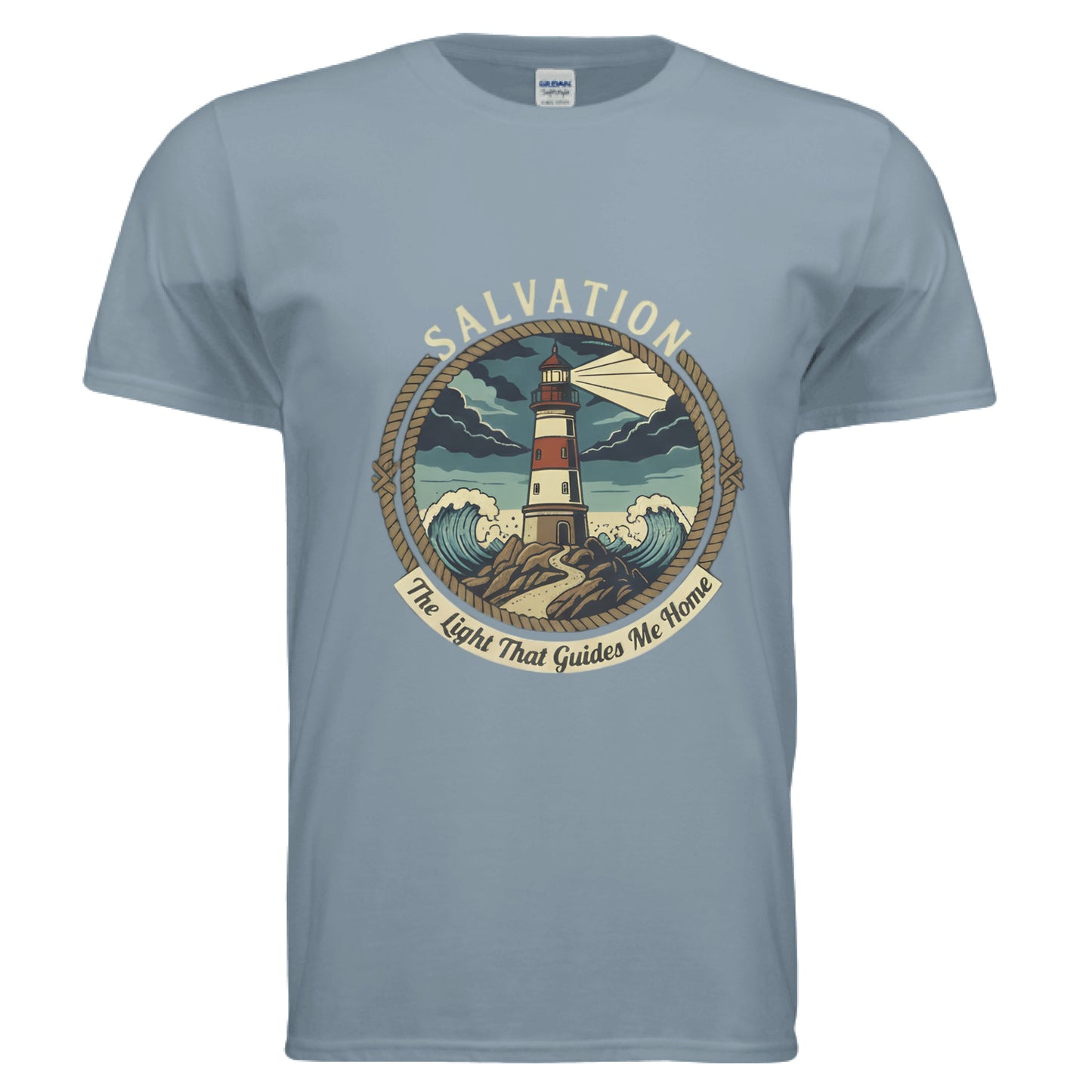 Salvation-The Light That Guides Me Home Faith T-Shirt Stone Blue Salvation Clothing and Accessories Apparel