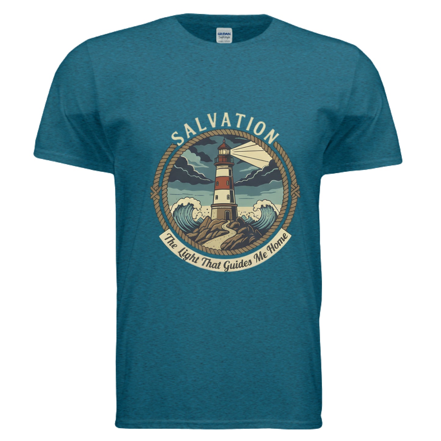Salvation-The Light That Guides Me Home Faith T-Shirt ANTIQUE SAPPHIRE Salvation Clothing and Accessories Apparel
