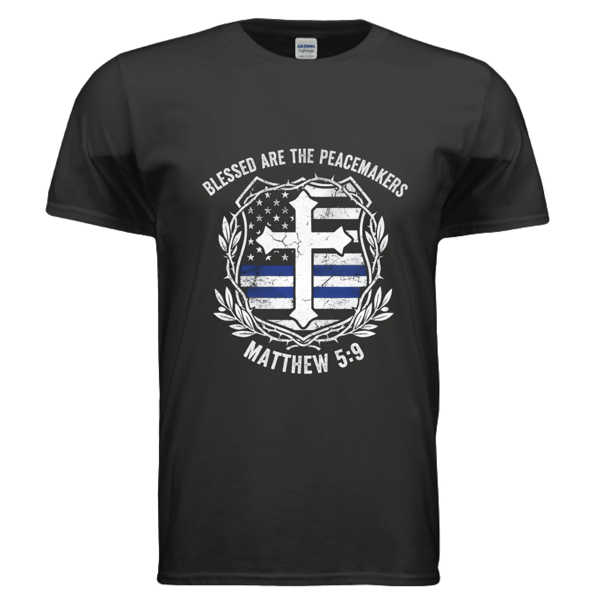 Blessed are the Peacemakers Matthew 5:9 Police Faith T-Shirt BLACK Salvation Clothing and Accessories Apparel