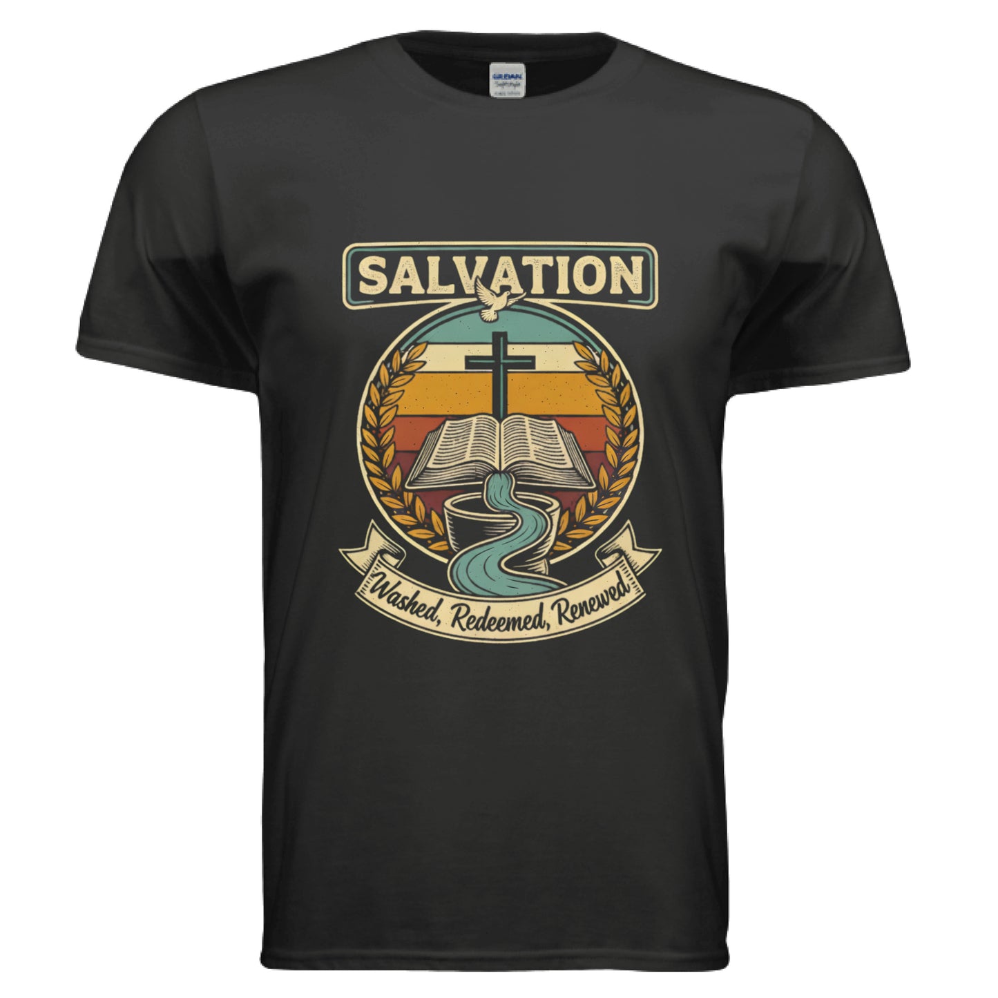 Salvation Washed Redeemed Renewed Faith T-Shirt BLACK Salvation Clothing and Accessories Apparel
