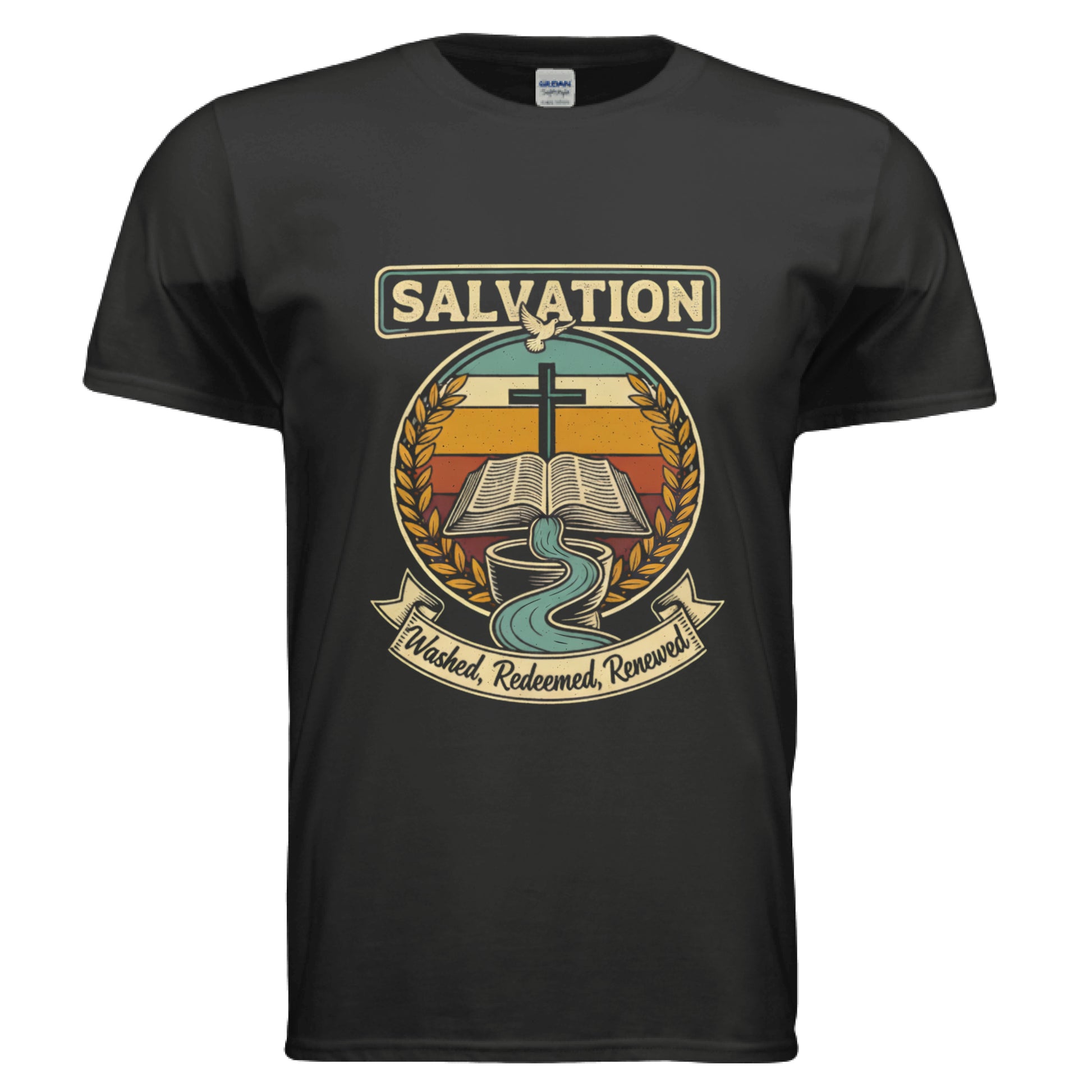 Salvation Washed Redeemed Renewed Faith T-Shirt BLACK Salvation Clothing and Accessories Apparel