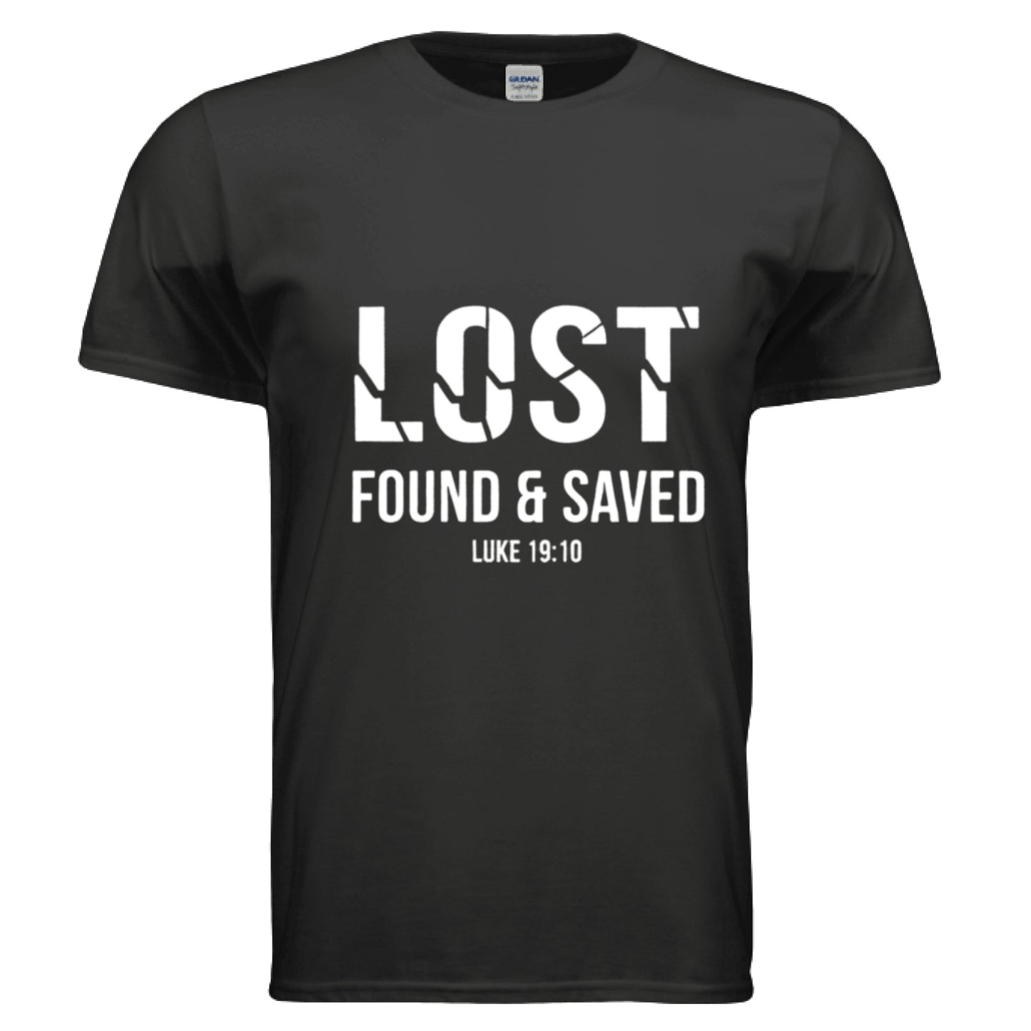 Lost Found Saved Luke 19:10 Faith T-Shirt BLACK Salvation Clothing and Accessories Apparel