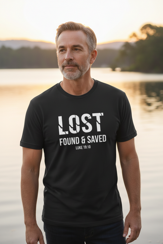 Lost Found Saved Luke 19:10 Faith T-Shirt Salvation Clothing and Accessories Apparel