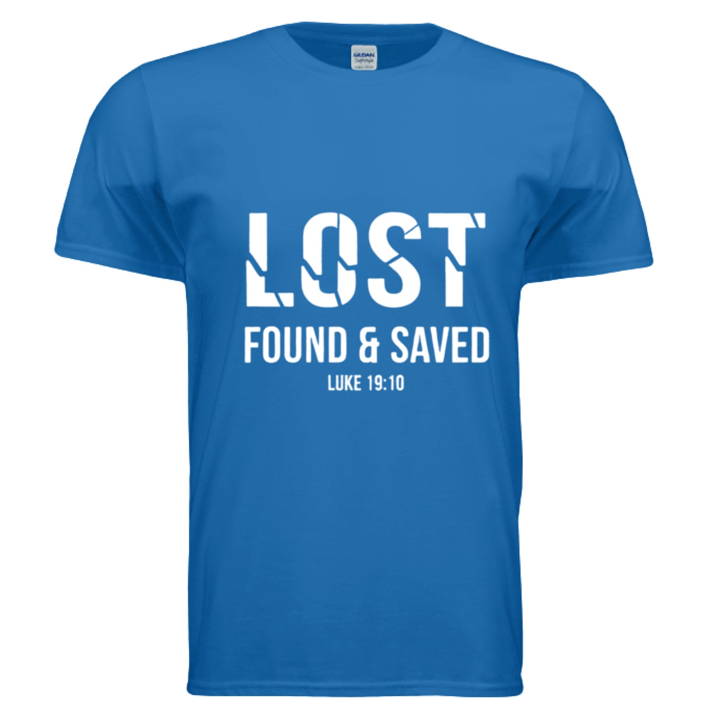 Lost Found Saved Luke 19:10 Faith T-Shirt ROYAL Salvation Clothing and Accessories Apparel