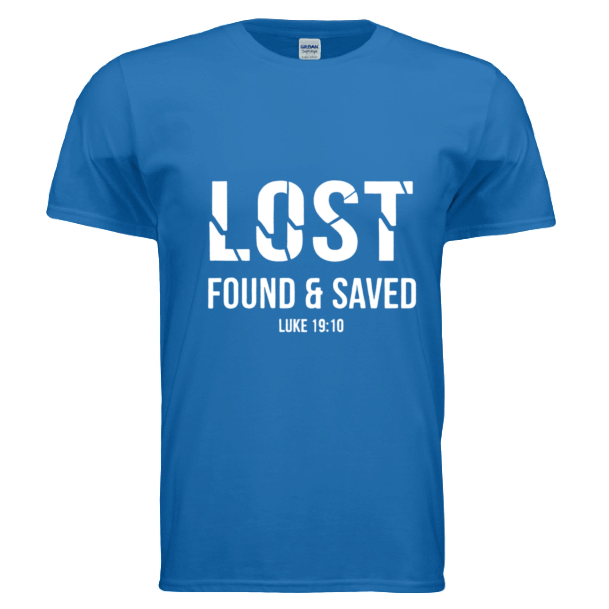 Lost Found Saved Luke 19:10 Faith T-Shirt ROYAL Salvation FaithWear Apparel