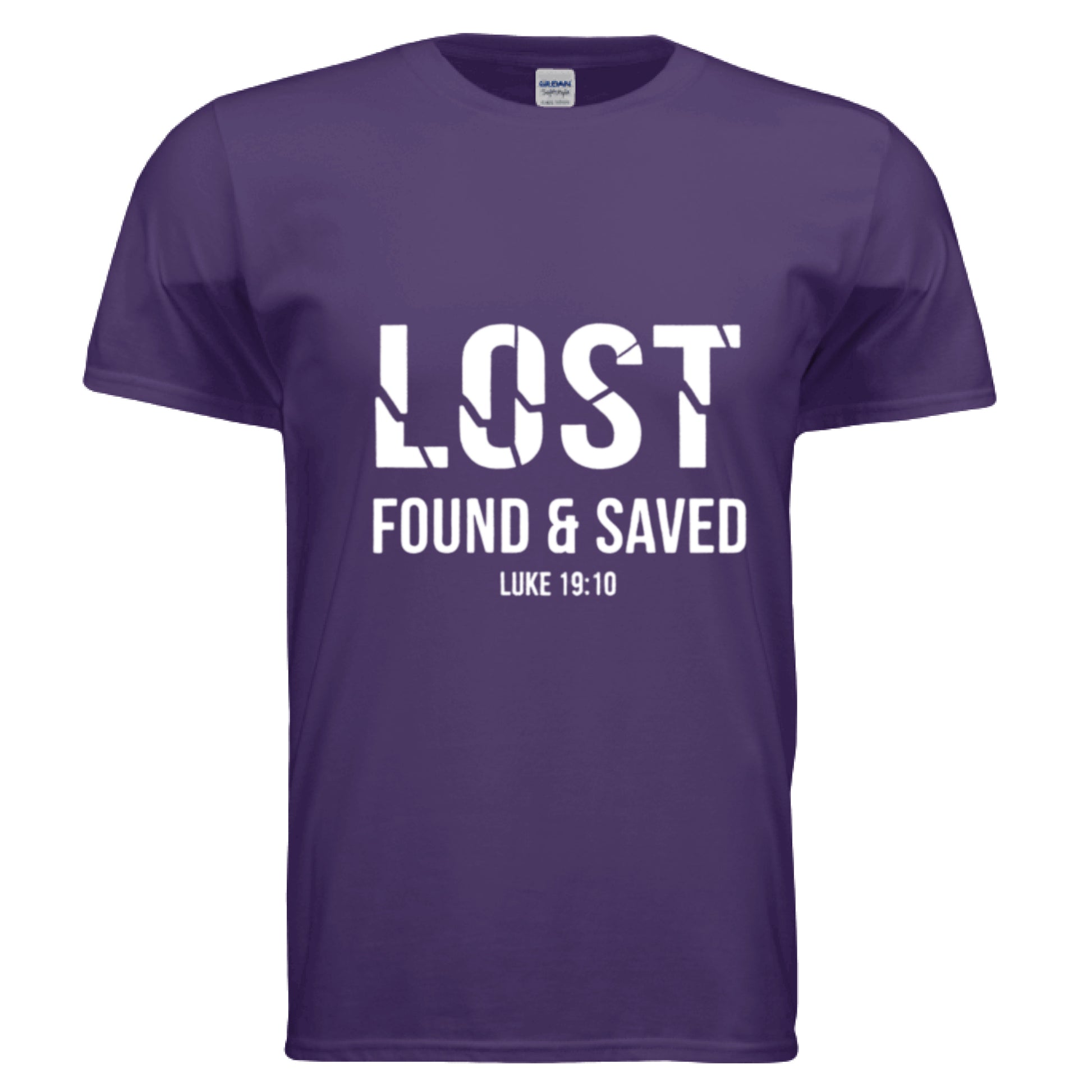 Lost Found Saved Luke 19:10 Faith T-Shirt PURPLE Salvation FaithWear Apparel