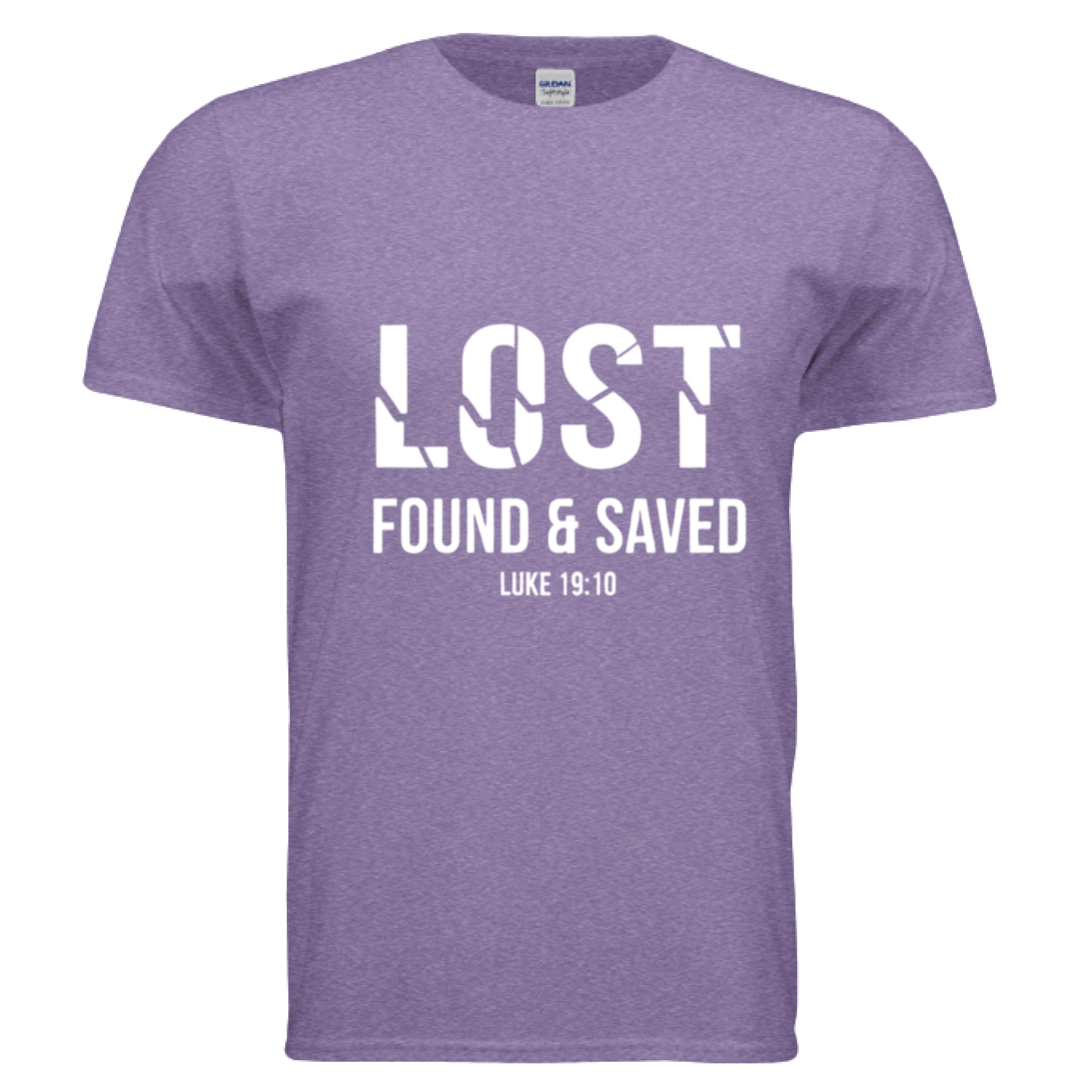 Lost Found Saved Luke 19:10 Faith T-Shirt HEATHER PURPLE Salvation FaithWear Apparel