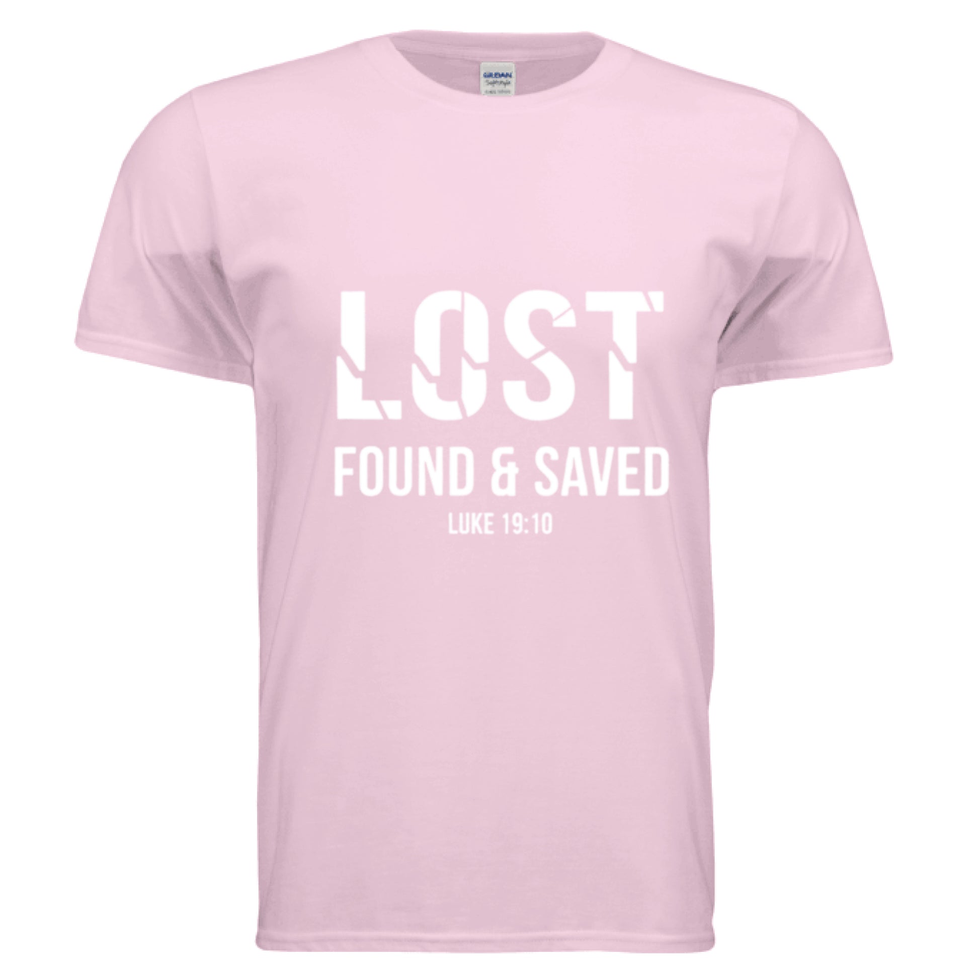 Lost Found Saved Luke 19:10 Faith T-Shirt Light Pink Salvation FaithWear Apparel