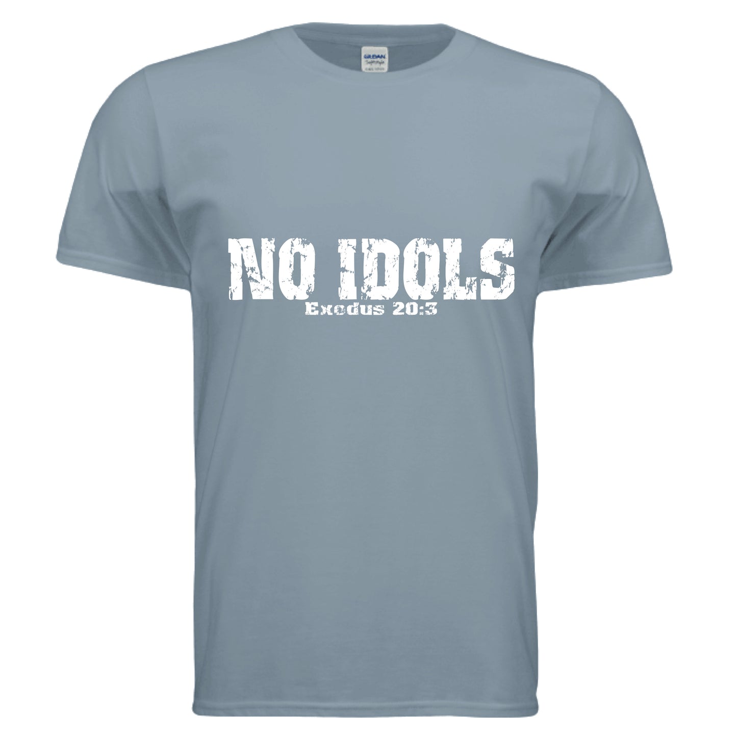 No Idols Exodus 20:3 Faith T-Shirt (Brandon Lake Inspired) Stone Blue Salvation Clothing and Accessories Apparel