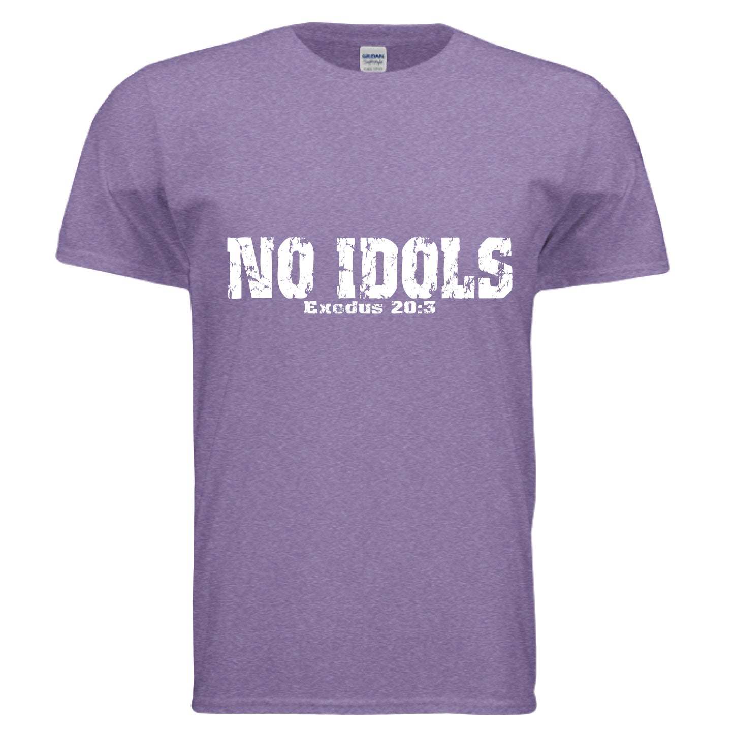 No Idols Exodus 20:3 Faith T-Shirt (Brandon Lake Inspired) HEATHER PURPLE Salvation Clothing and Accessories Apparel
