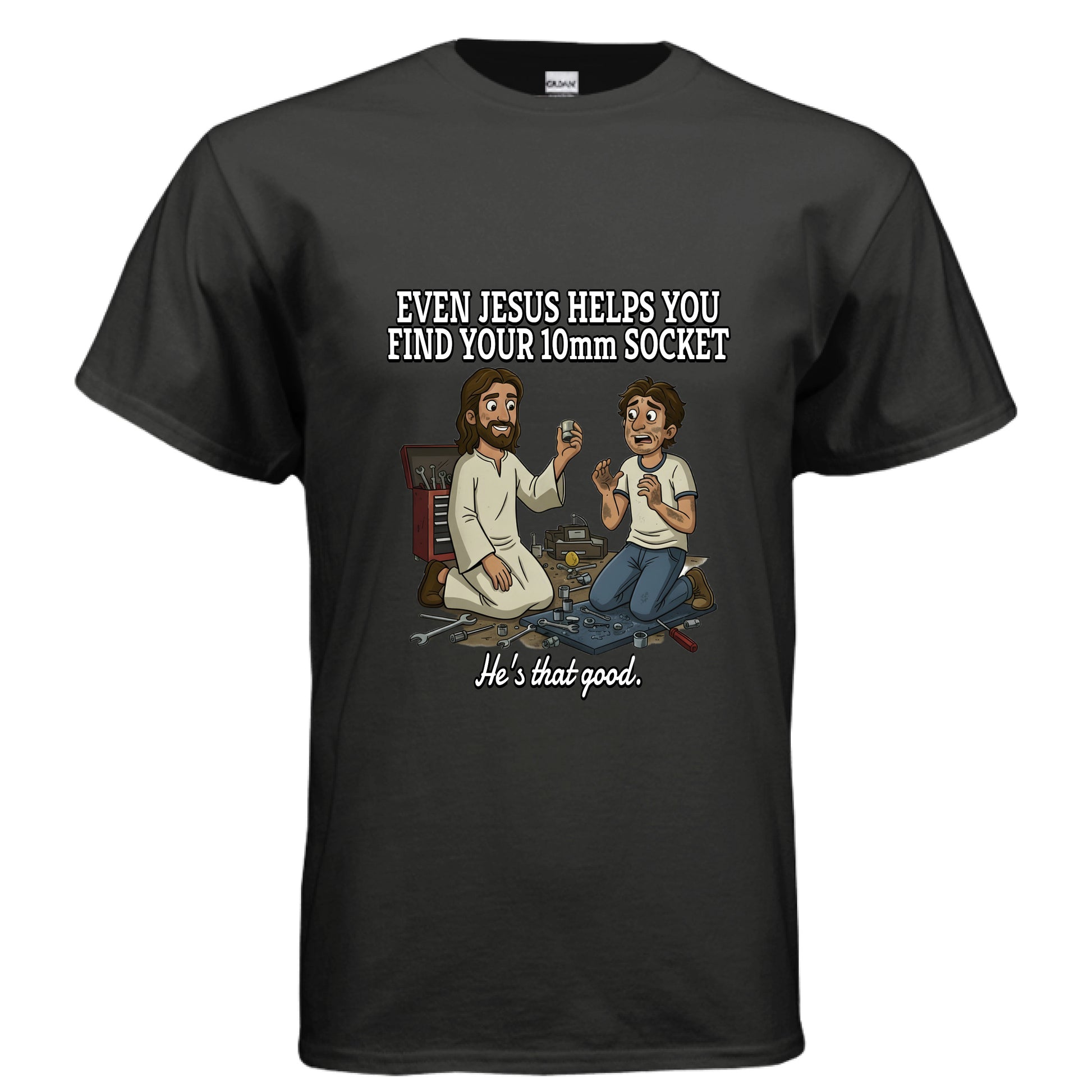 Jesus 10mm Socket Faith T-Shirt BLACK Salvation Clothing and Accessories Apparel