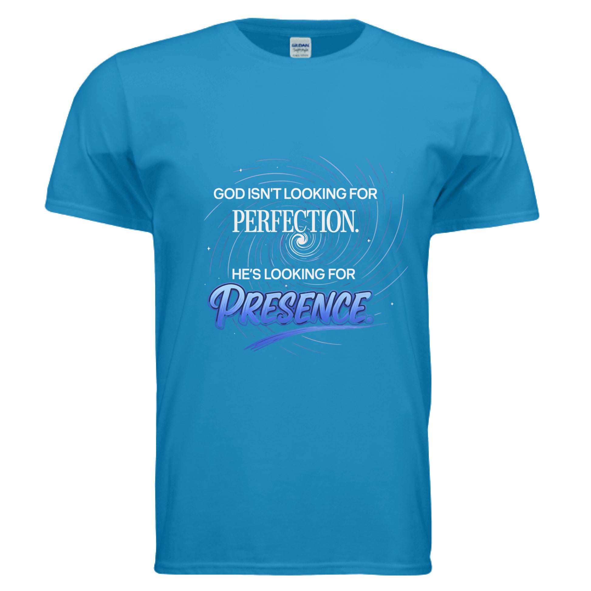God isn't looking for Perfection Faith T-Shirt SAPPHIRE Salvation FaithWear
