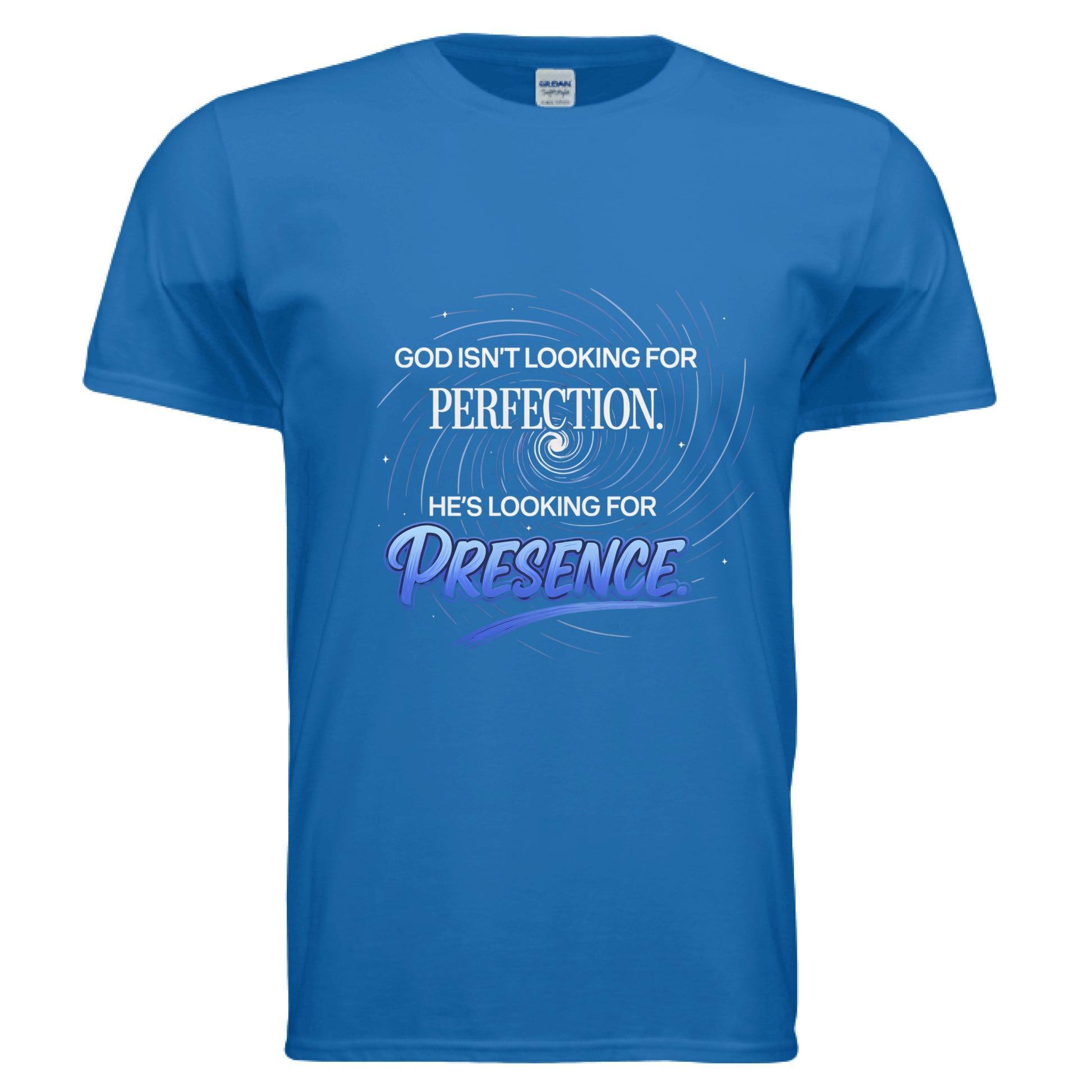 God isn't looking for Perfection Faith T-Shirt ROYAL Salvation FaithWear