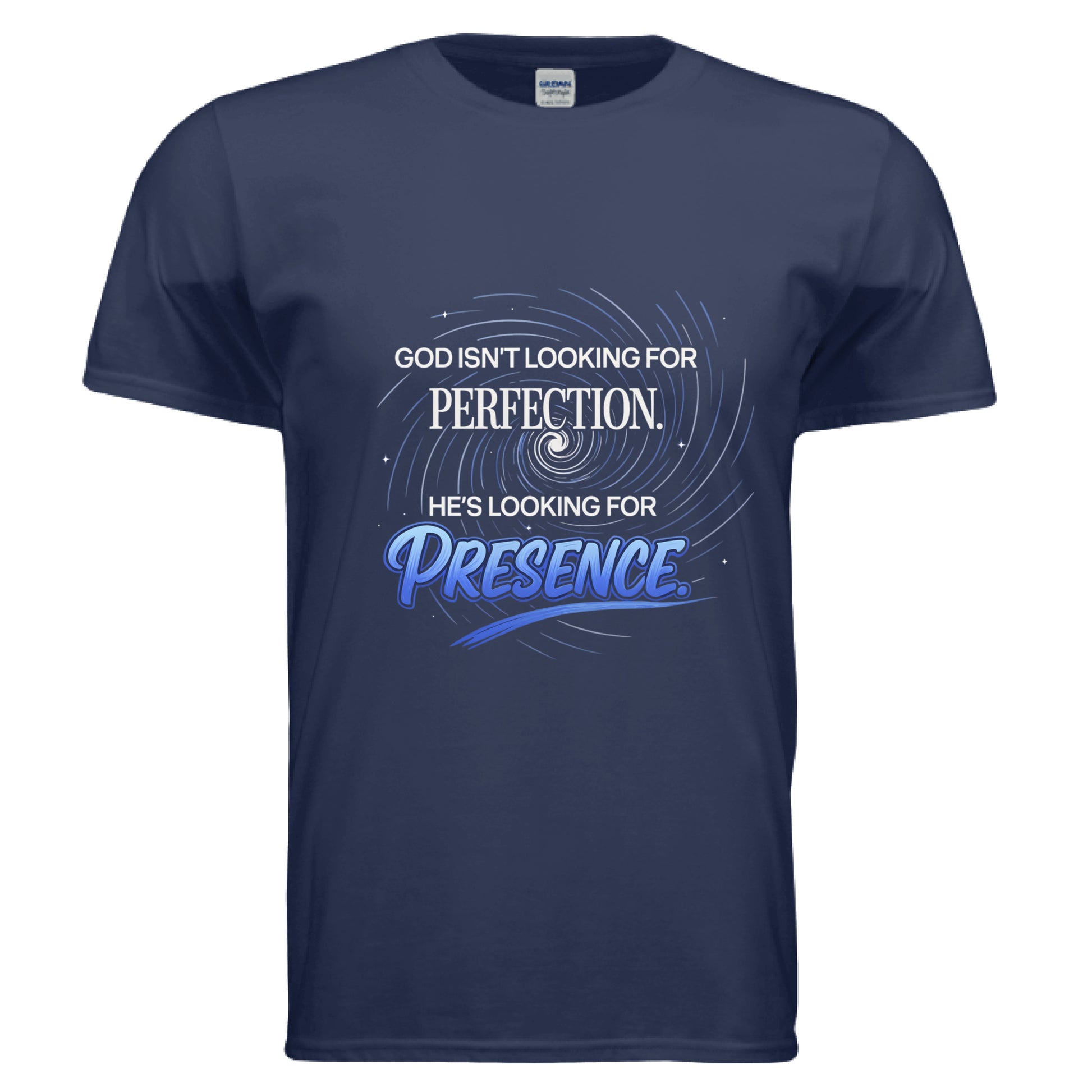 God isn't looking for Perfection Faith T-Shirt METRO BLUE Salvation FaithWear