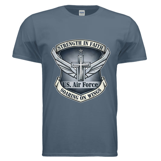 Strength in Faith Soaring on Wings Faith T-Shirt (Air Force) INDIGO BLUE Salvation Clothing and Accessories Apparel