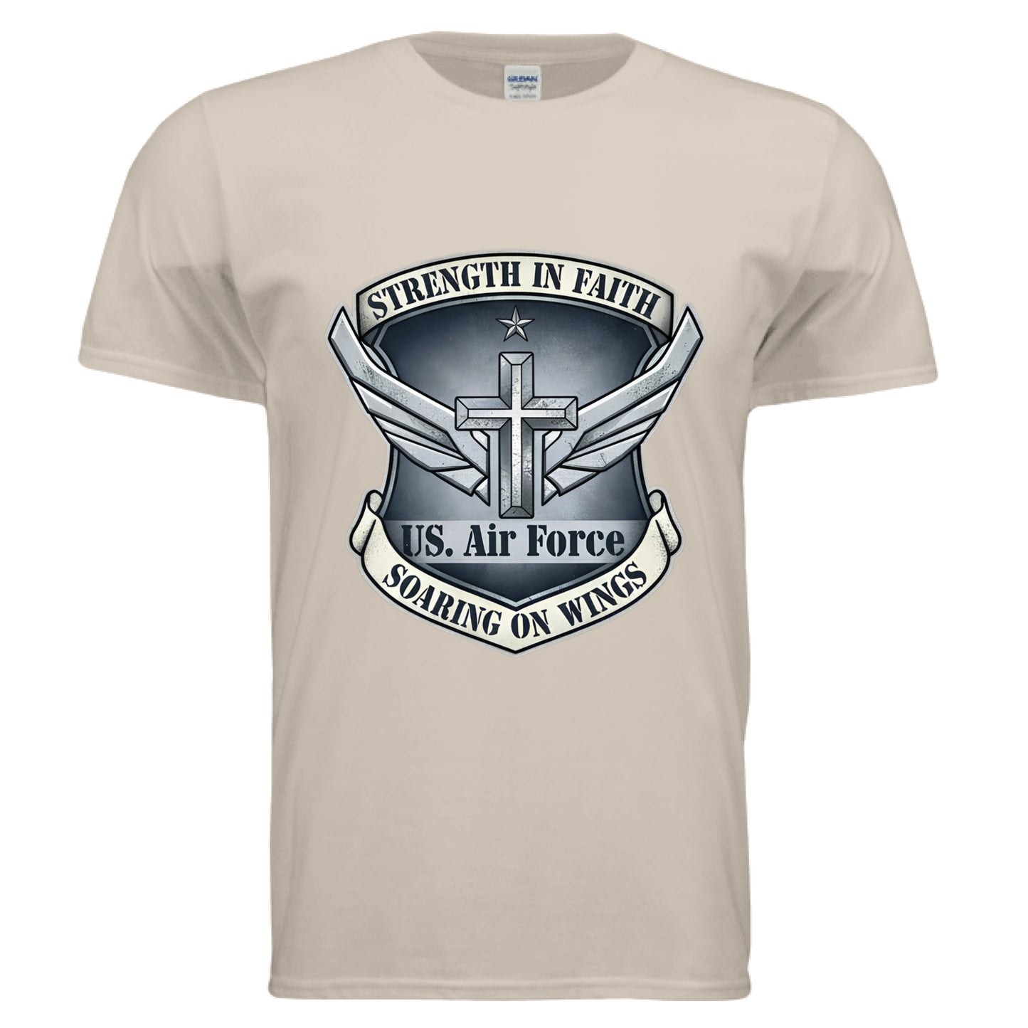 Strength in Faith Soaring on Wings Faith T-Shirt (Air Force) SAND Salvation Clothing and Accessories Apparel