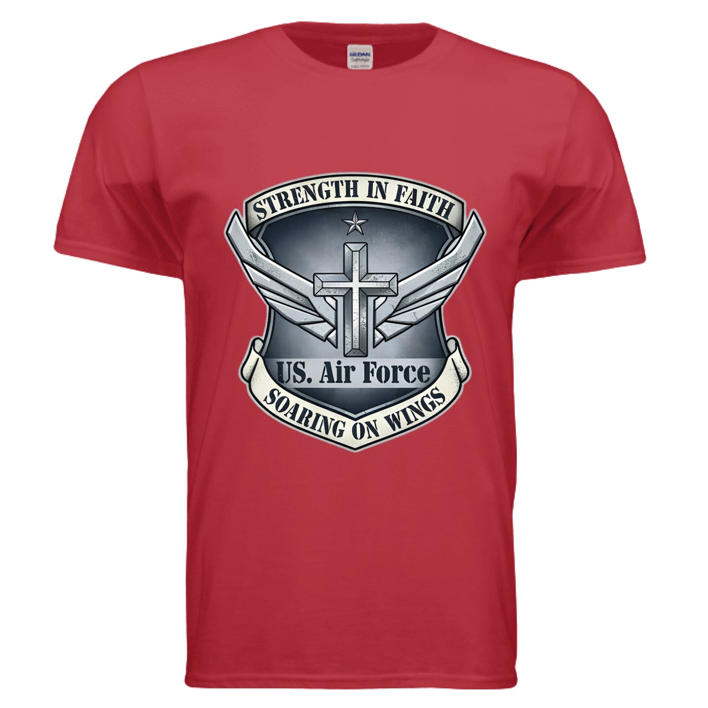 Strength in Faith Soaring on Wings Faith T-Shirt (Air Force) RED Salvation Clothing and Accessories Apparel