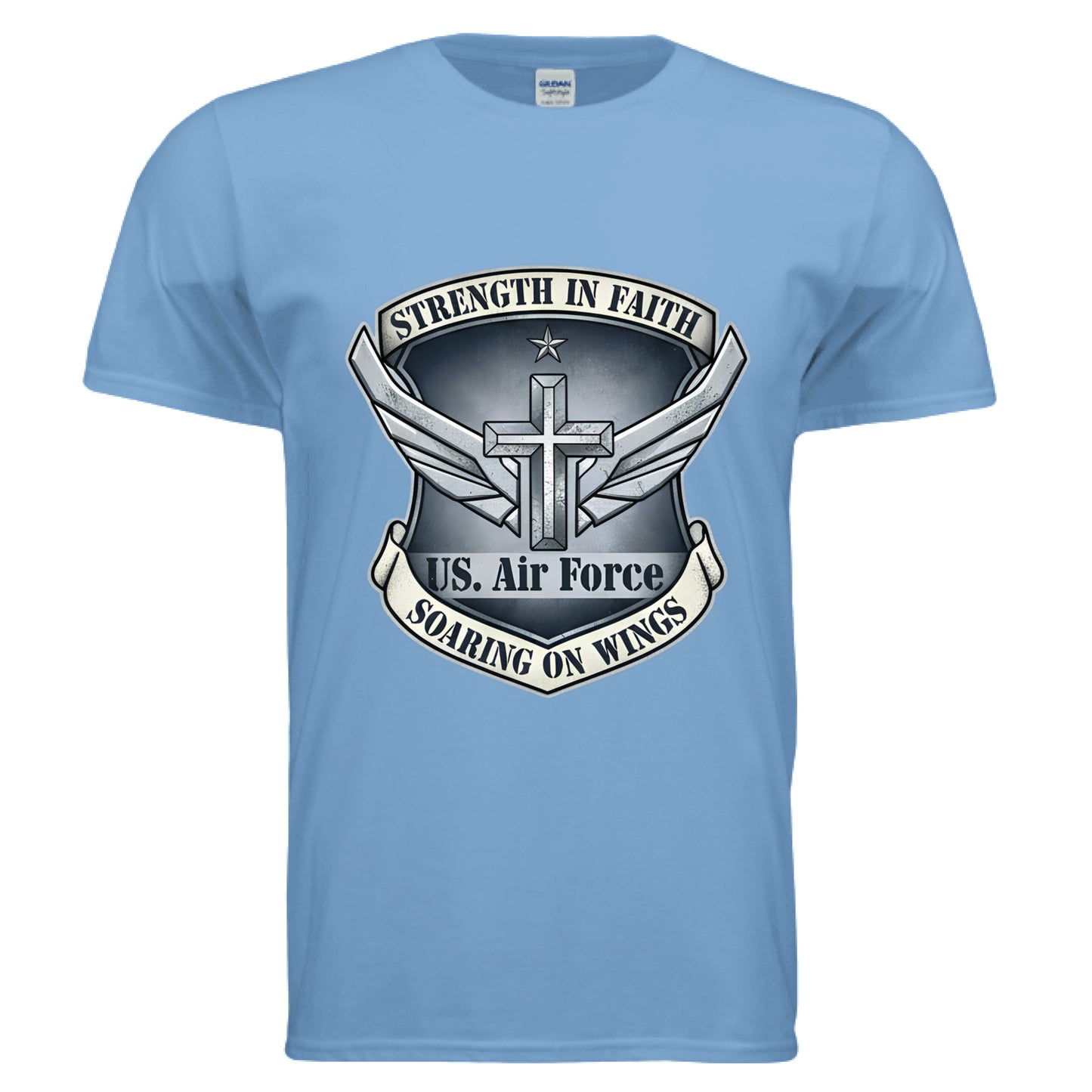 Strength in Faith Soaring on Wings Faith T-Shirt (Air Force) CAROLINA BLUE Salvation Clothing and Accessories Apparel