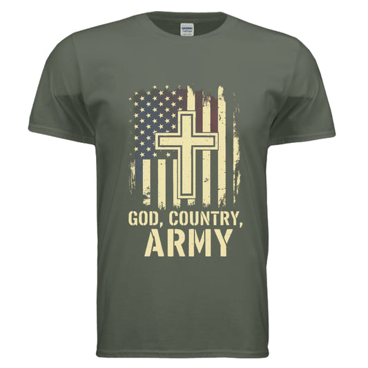 God Country Army Faith T-Shirt (Army) MILITARY GREEN Salvation Clothing and Accessories