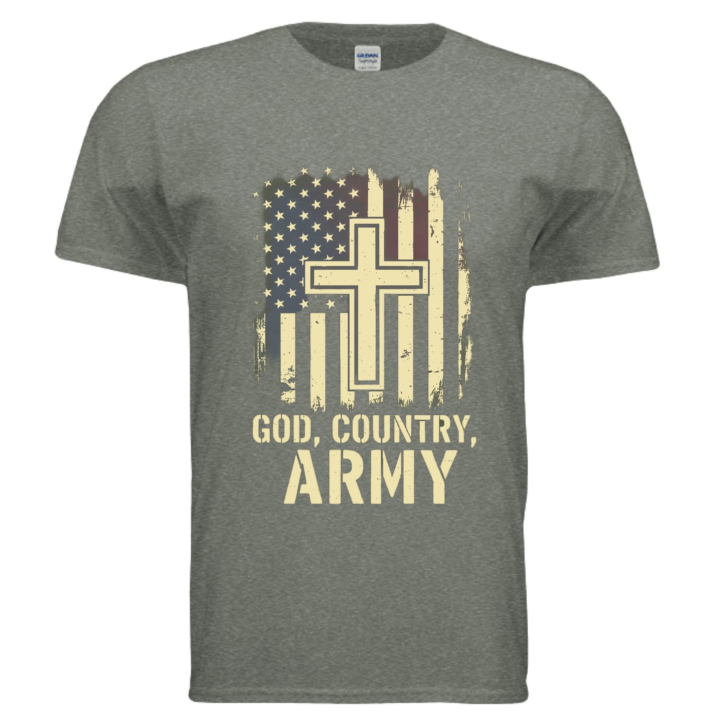 God Country Army Faith T-Shirt (Army) HEATHER MILITARY GREEN Salvation Clothing and Accessories