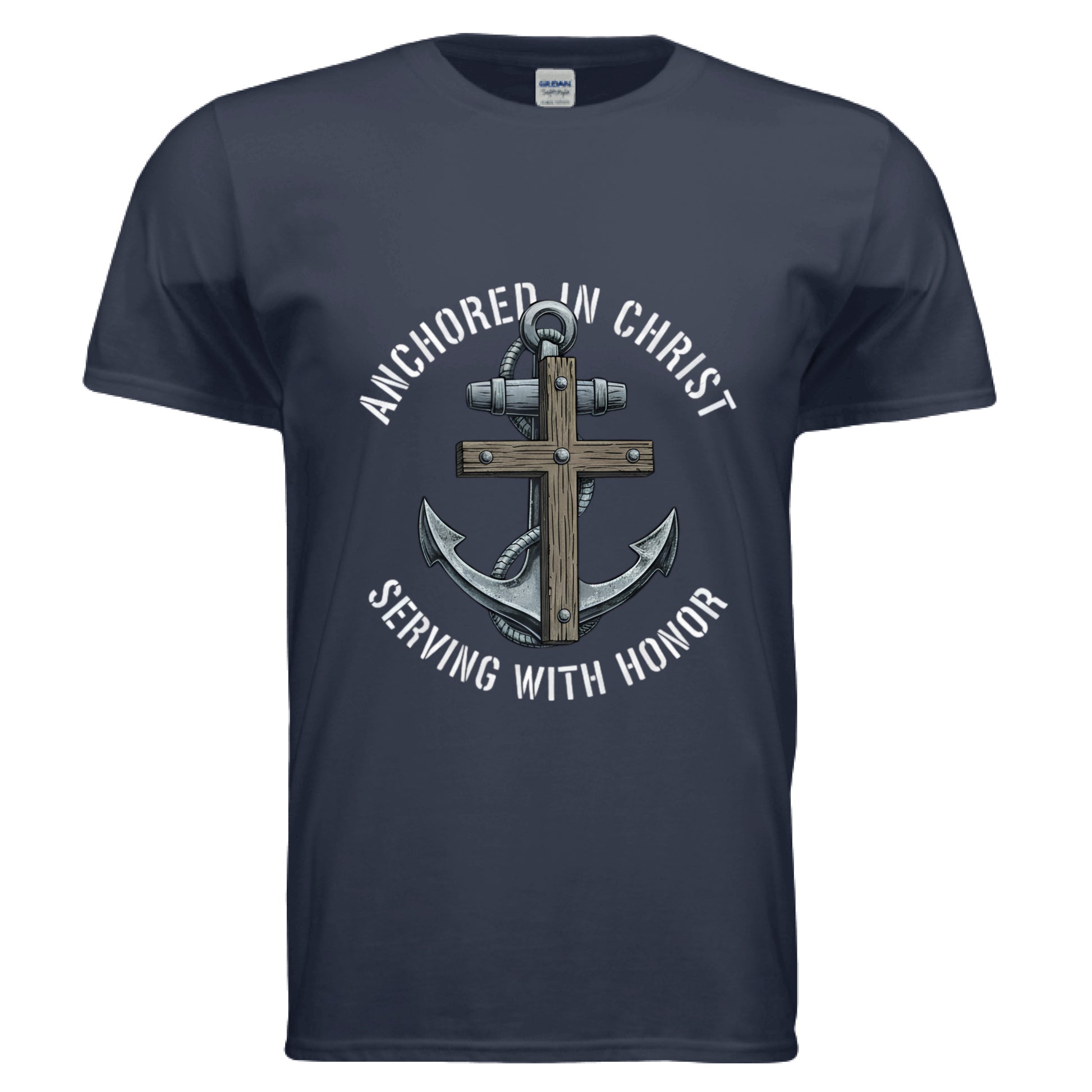 Anchored in Christ Faith T-Shirt (Navy) NAVY Salvation Clothing and Accessories Apparel