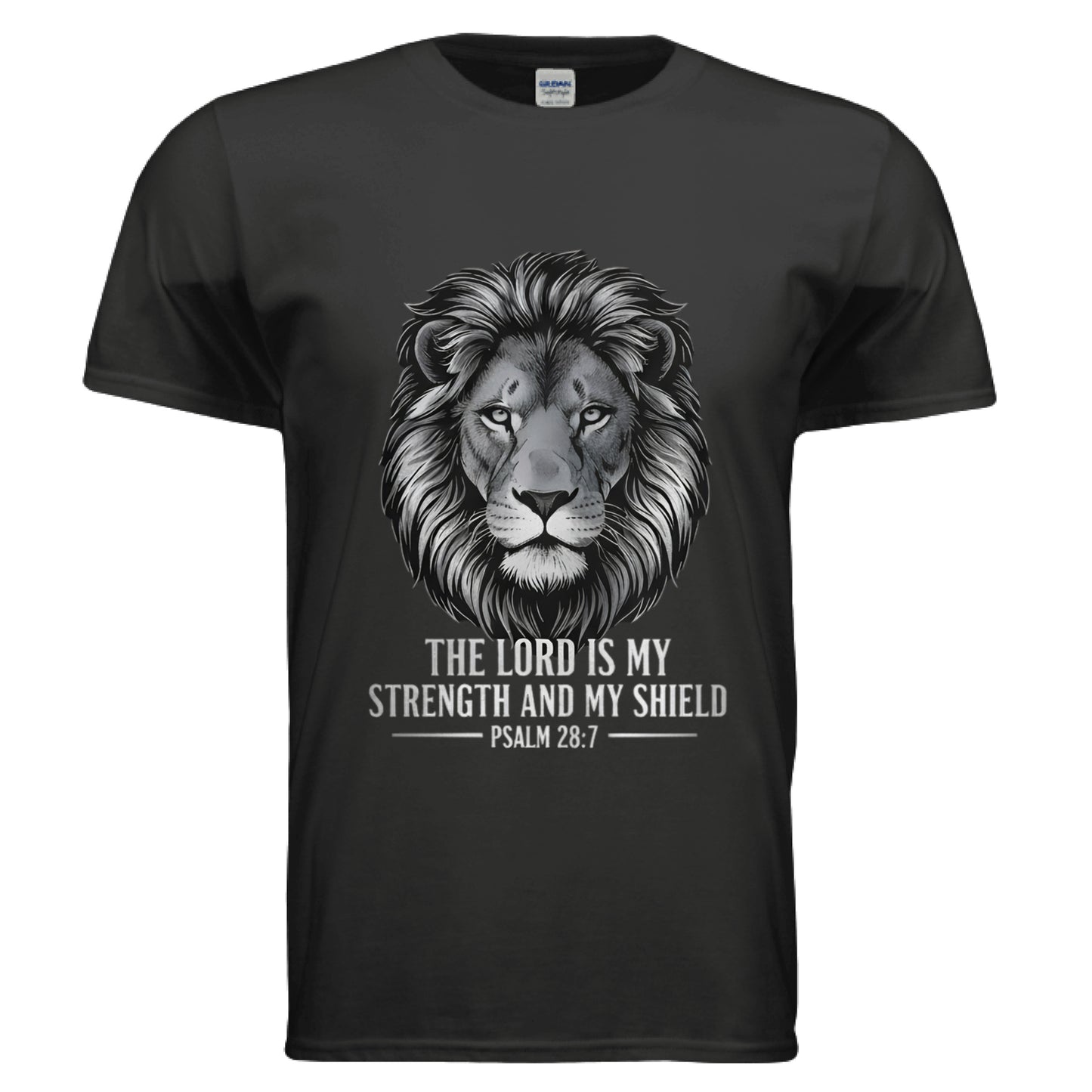 The Lord is my Strength and Shield Psalm 28:7 Faith T-Shirt (Police) BLACK Salvation Clothing and Accessories Apparel