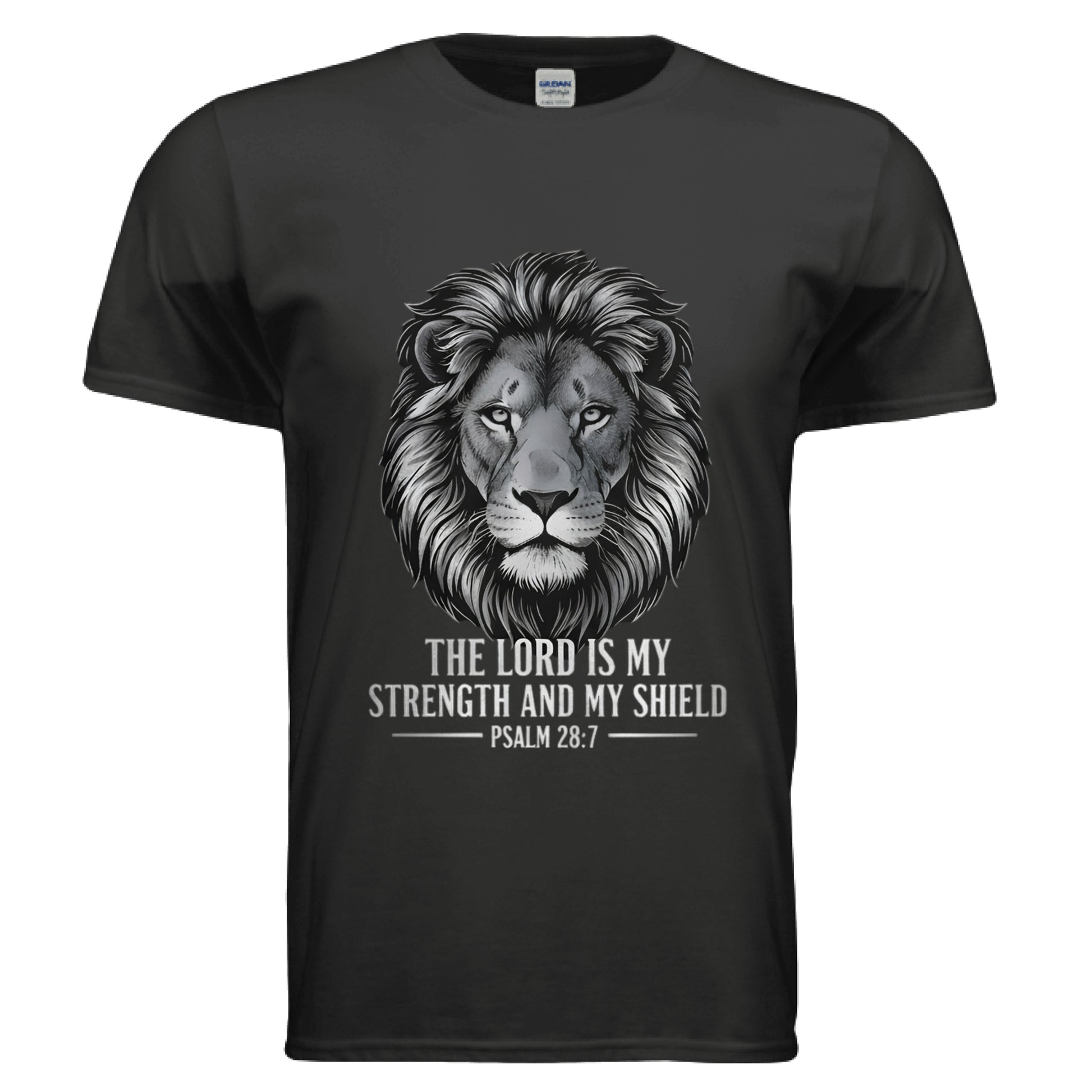 The Lord is my Strength and Shield Psalm 28:7 Faith T-Shirt (Police) BLACK Salvation Clothing and Accessories Apparel