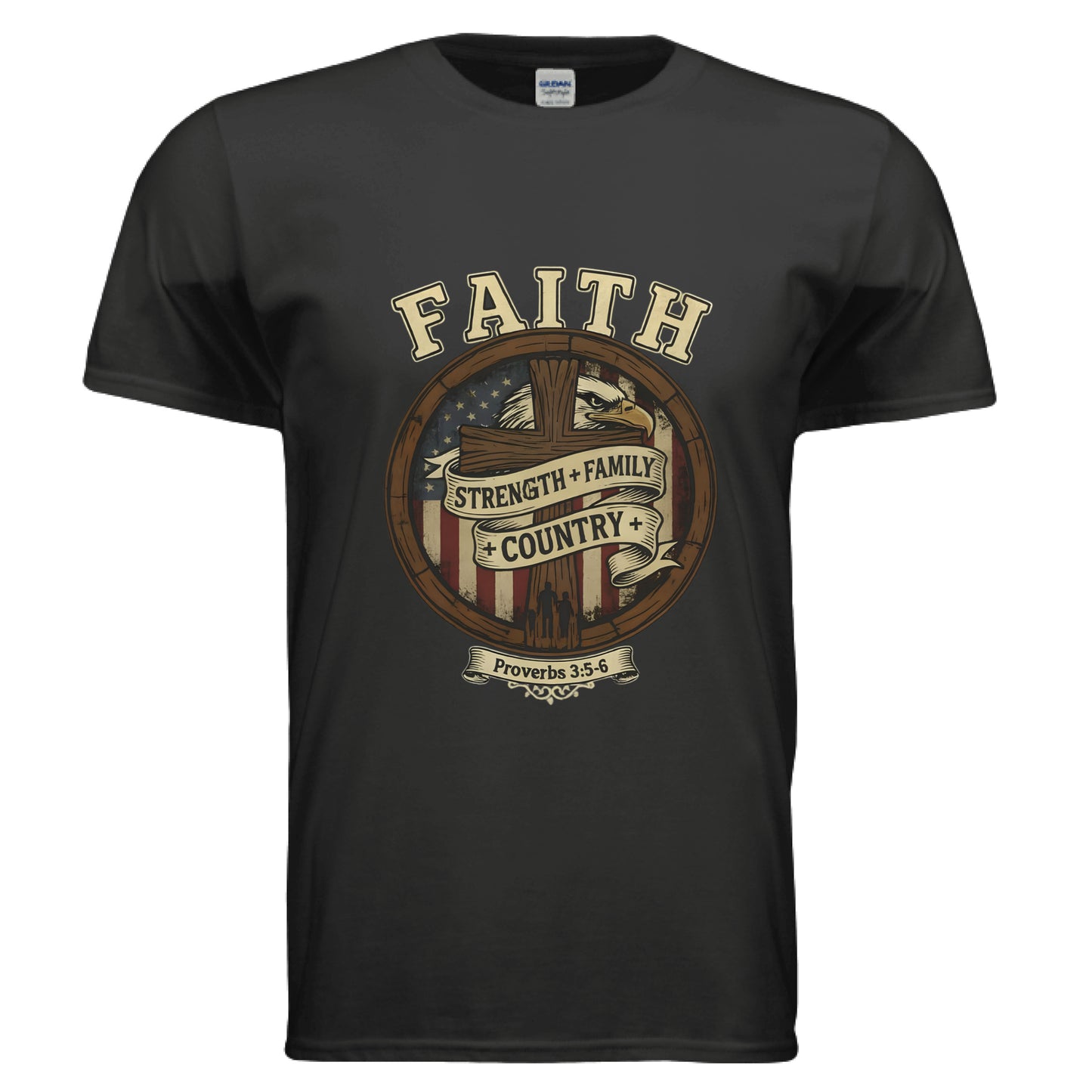 Faith Strength Family Country Proverbs 3:5-6 Faith T-Shirt BLACK Salvation Clothing and Accessories Apparel