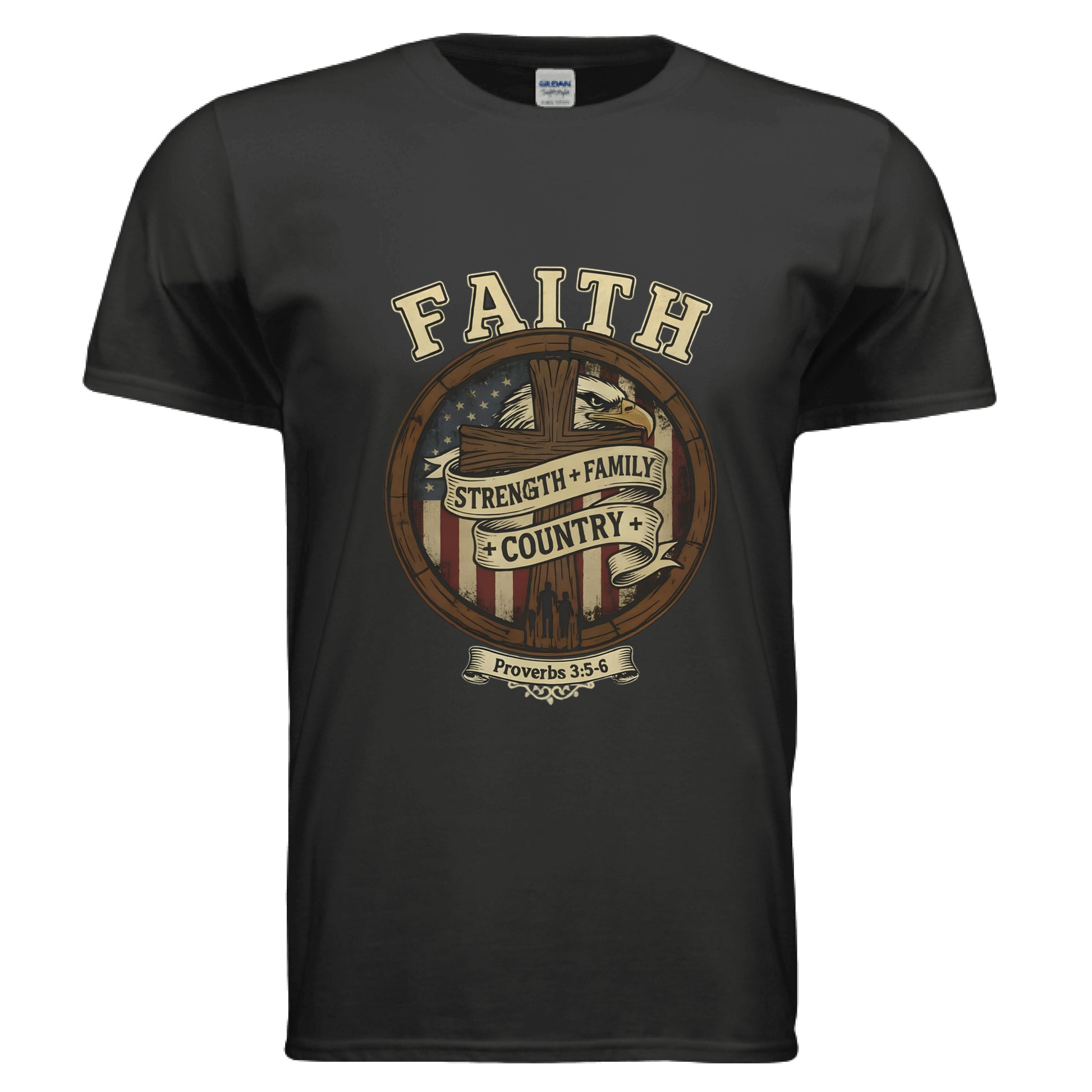 Faith Strength Family Country Proverbs 3:5-6 Faith T-Shirt BLACK Salvation Clothing and Accessories Apparel