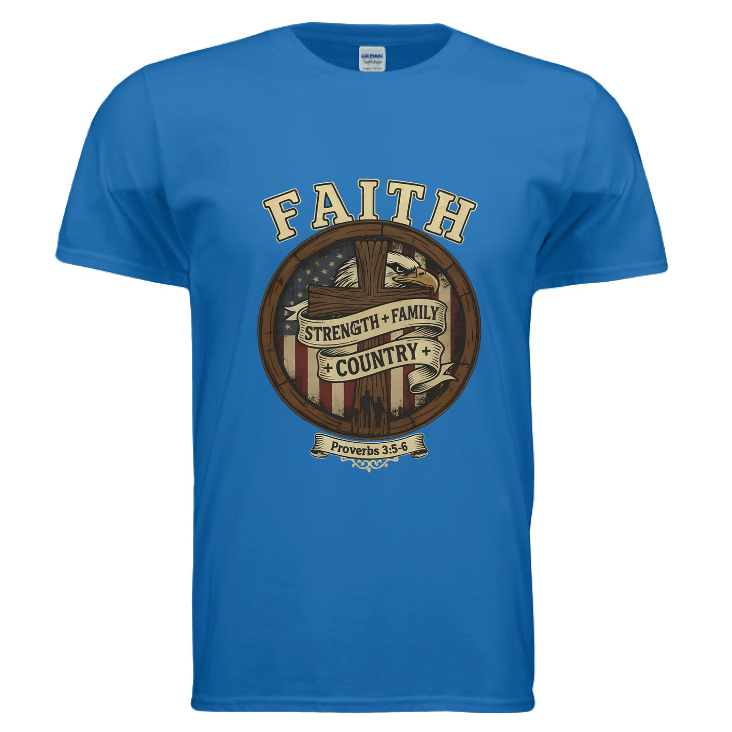 Faith Strength Family Country Proverbs 3:5-6 Faith T-Shirt ROYAL Salvation Clothing and Accessories Apparel