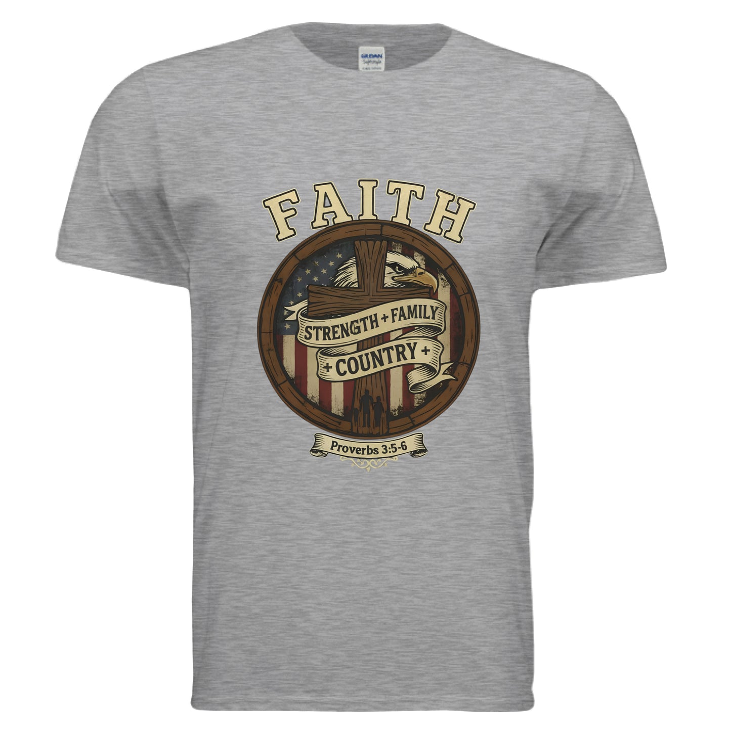 Faith Strength Family Country Proverbs 3:5-6 Faith T-Shirt SPORT GREY Salvation Clothing and Accessories Apparel