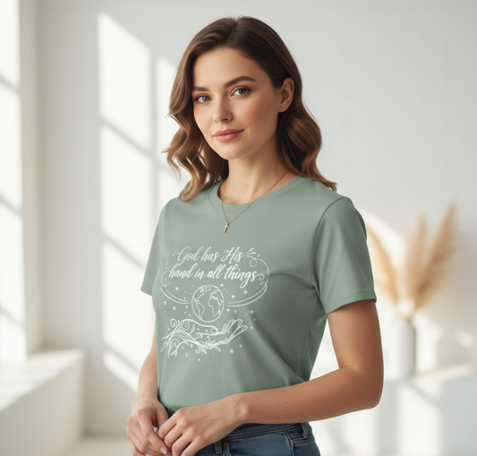 God has His Hand in all Things Faith T-Shirt Salvation Clothing and Accessories Apparel