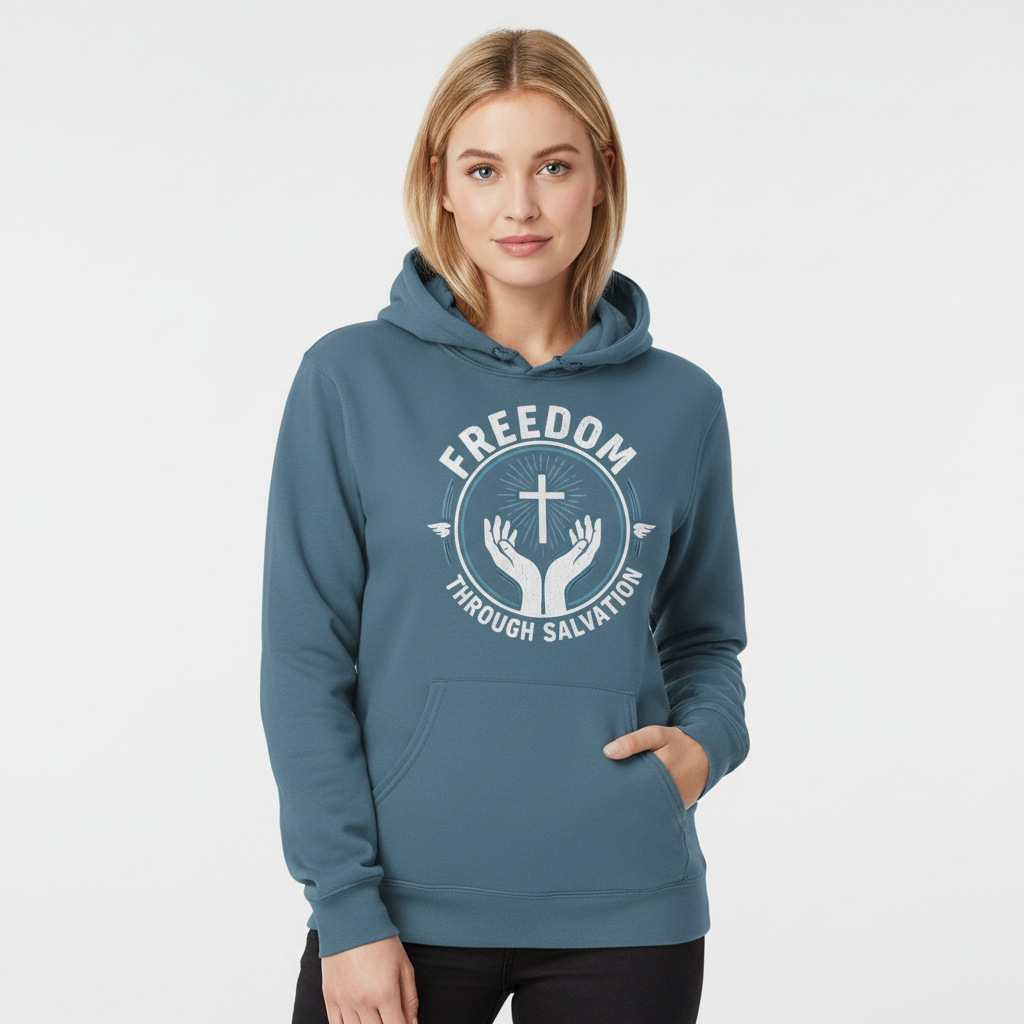 Freedom Through Salvation-Hoodie Salvation Clothing and Accessories Apparel