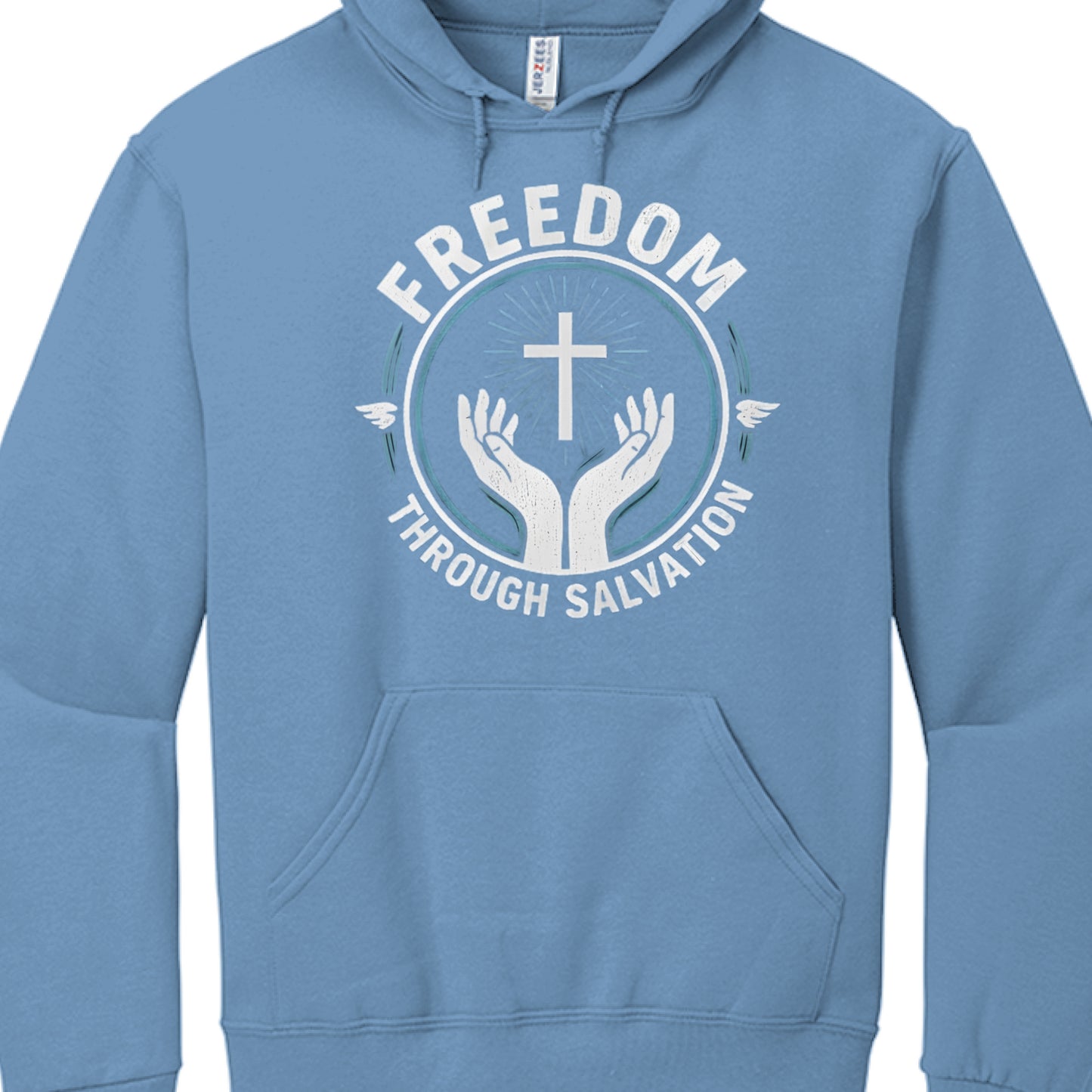 Freedom Through Salvation-Hoodie COLUMBIA BLUE Salvation Clothing and Accessories Apparel