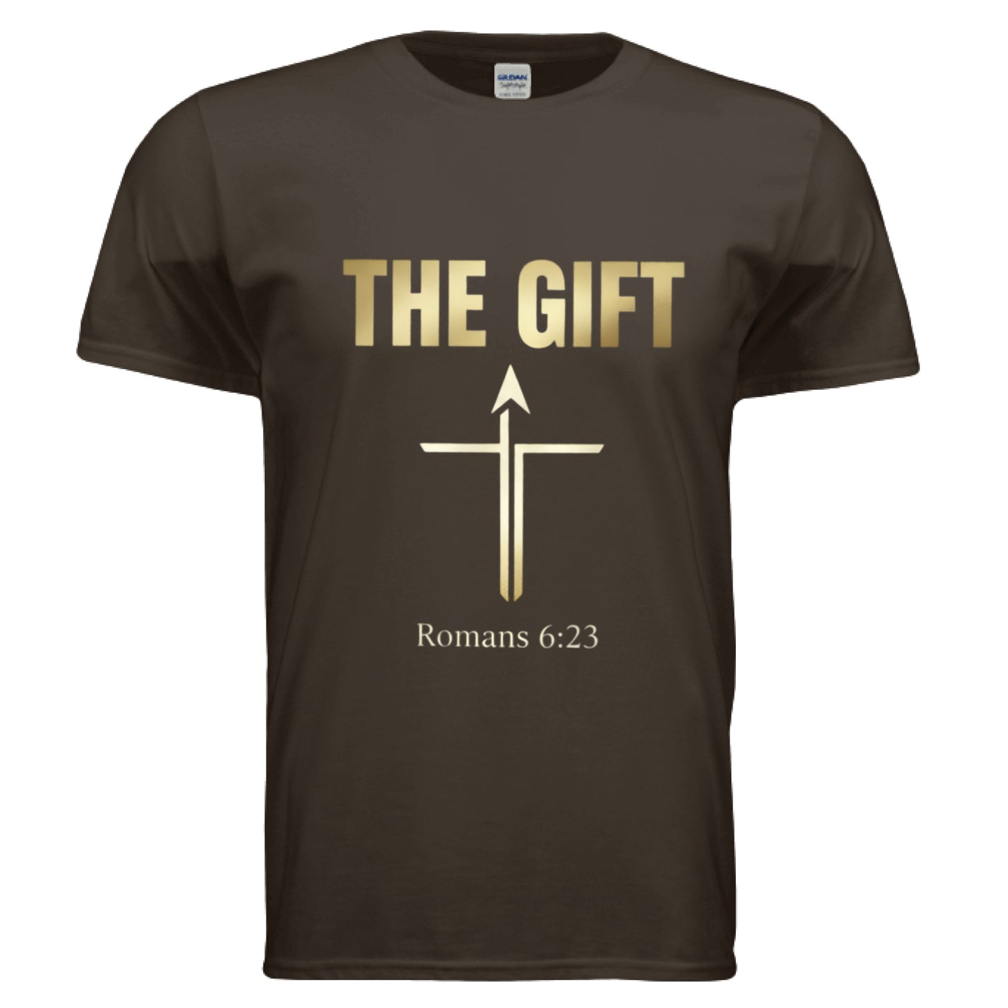 The Gift Romans 6:23 Faith T-Shirt DARK CHOCOLATE Salvation Clothing and Accessories Apparel