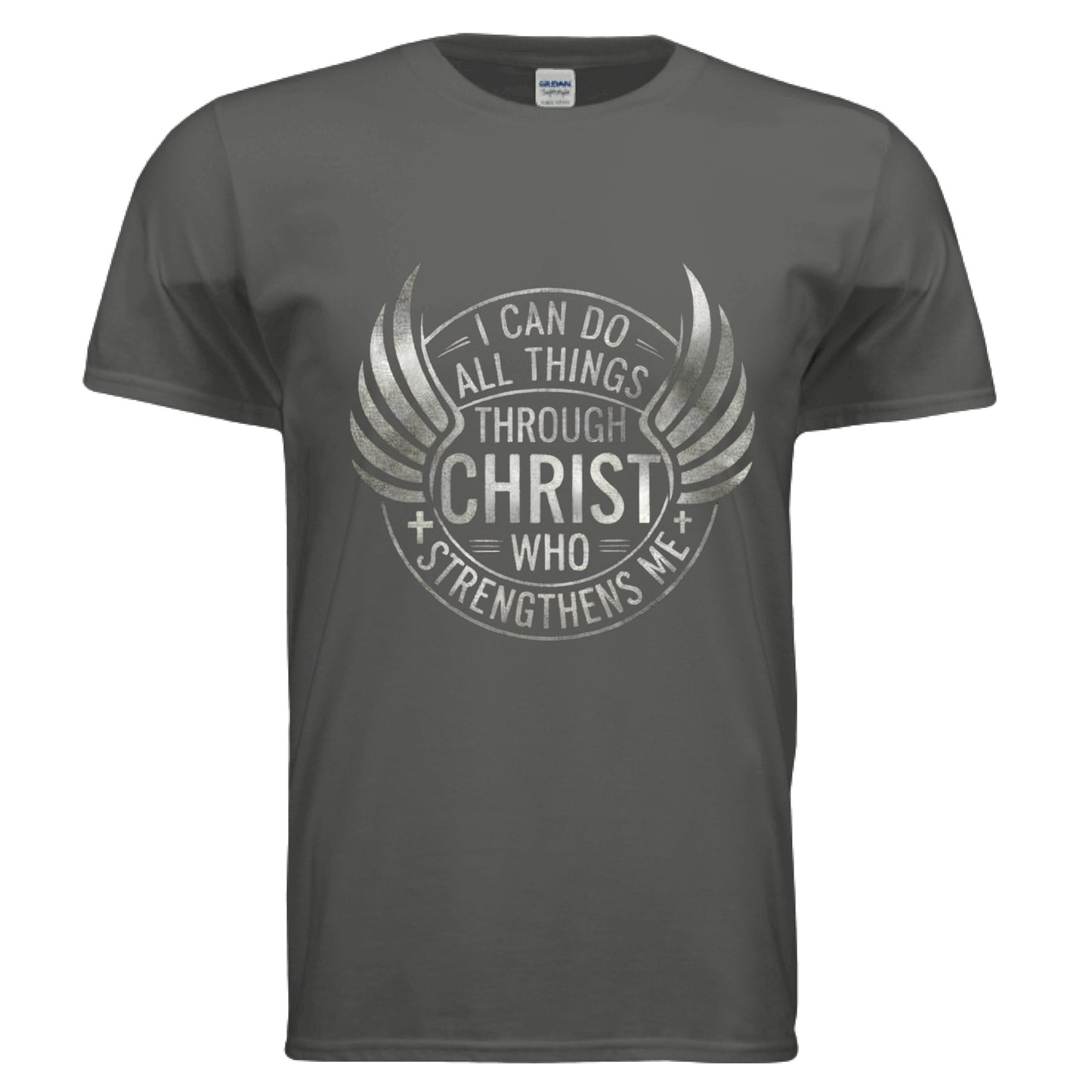 I Can Do All Things Trough Christ Faith T-Shirt CHARCOAL Salvation Clothing and Accessories Apparel
