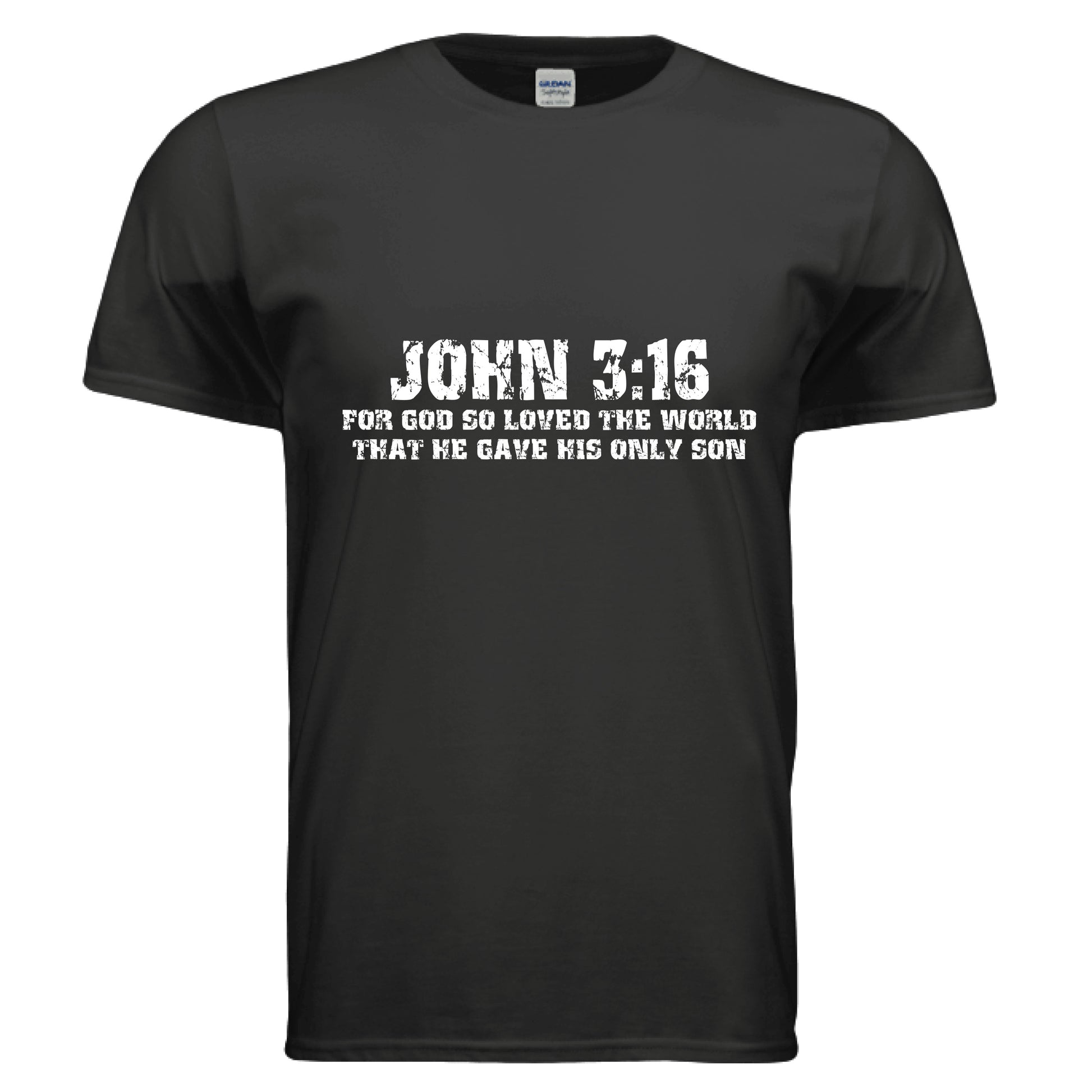 John 3:16 Faith T-Shirt BLACK Salvation Clothing and Accessories Apparel