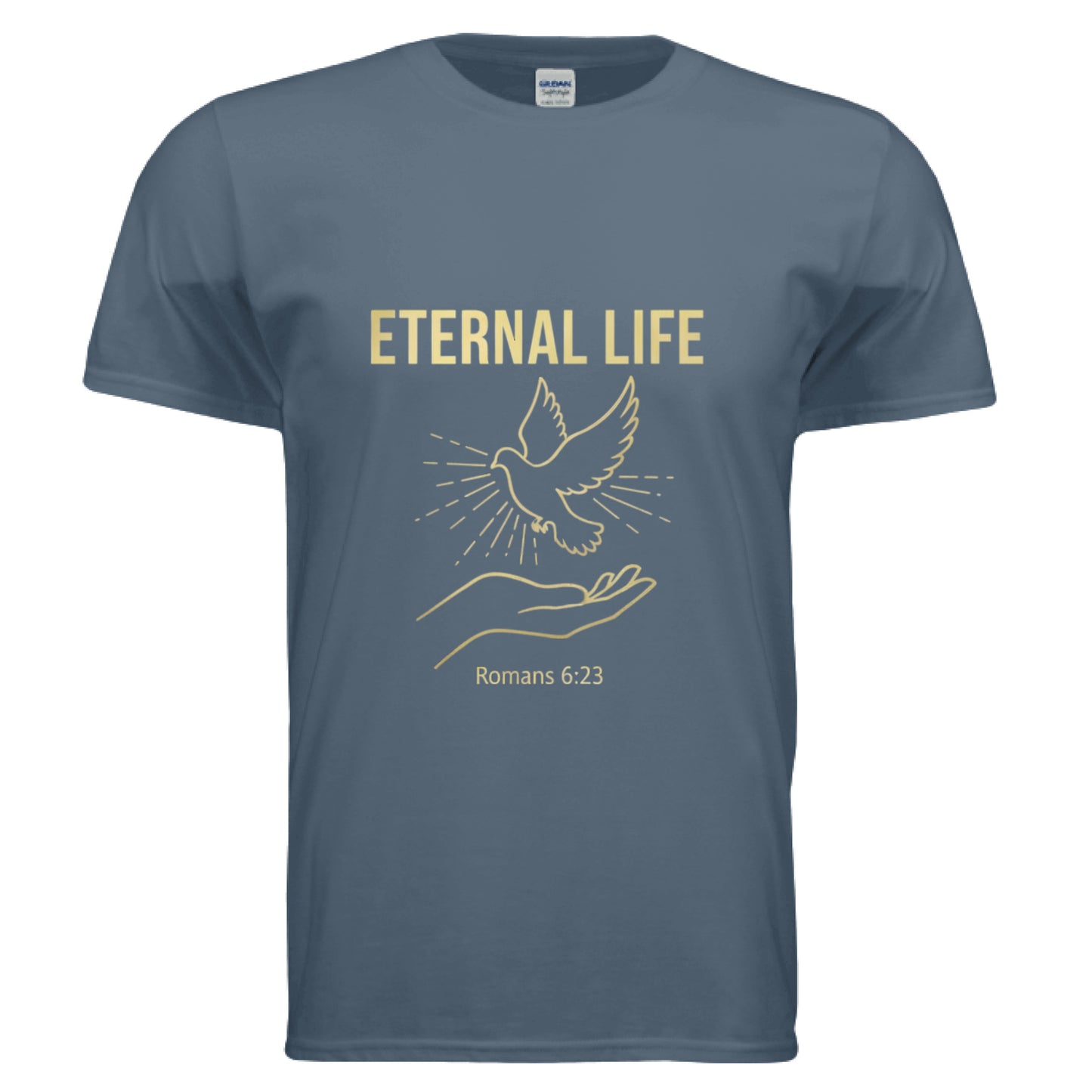 Eternal Life Romans 6:23 Faith T-Shirt INDIGO BLUE Salvation Clothing and Accessories Apparel