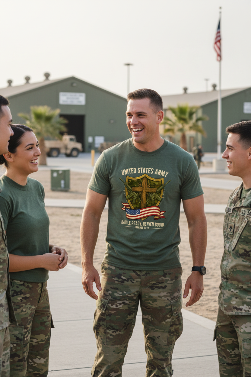 United States Army Battle Ready Romans 12:12 Faith T-Shirts Salvation Clothing and Accessories Apparel